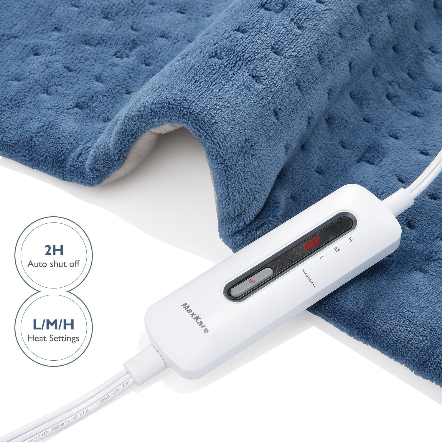 Large 12" x 24" Size Heating Pad with 3 Heat Settings and 2 Hour Auto shut off, Sky Blue--Wholesale--US - NAIPO