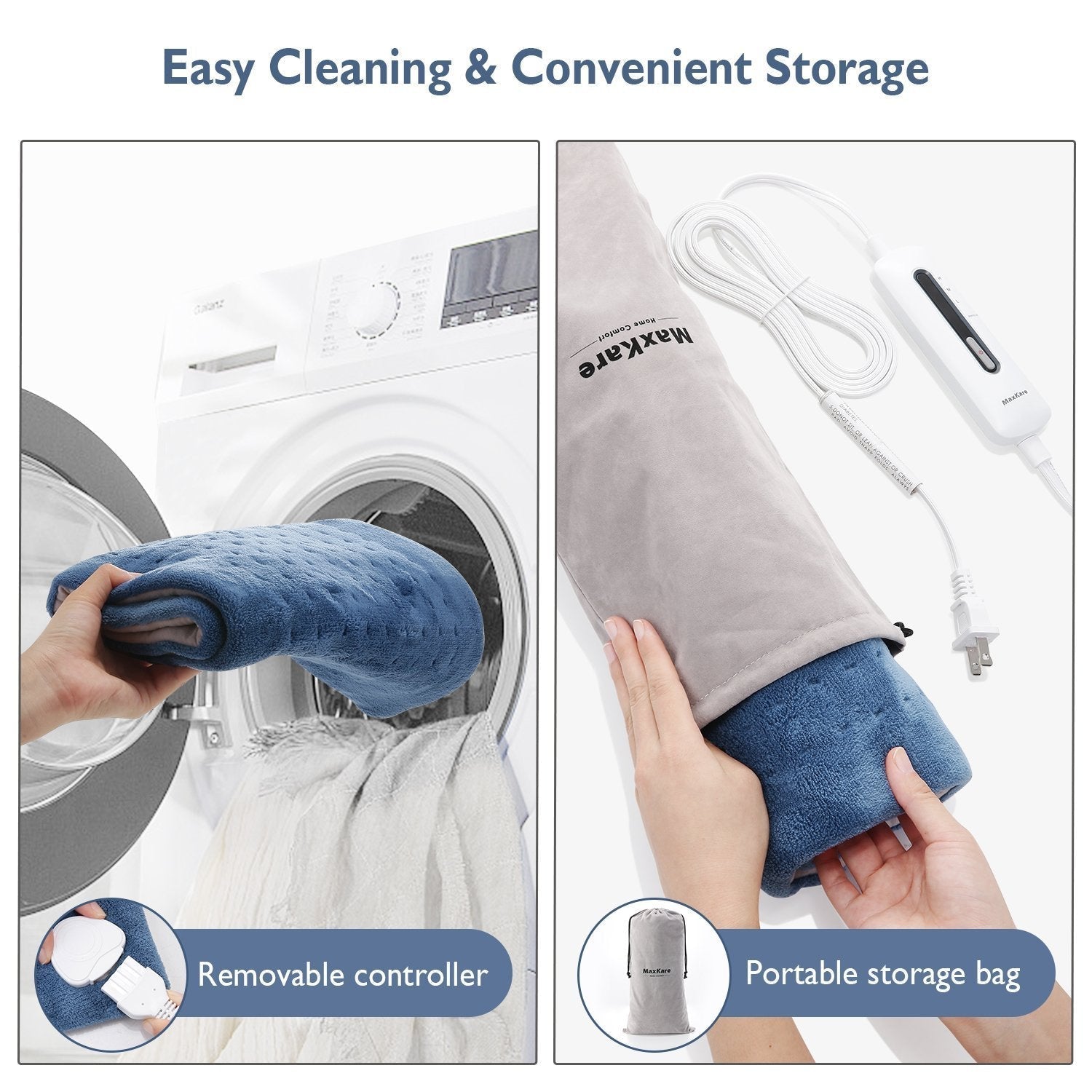 Large 12" x 24" Size Heating Pad with 3 Heat Settings and 2 Hour Auto shut off, Sky Blue--Wholesale--US - NAIPO