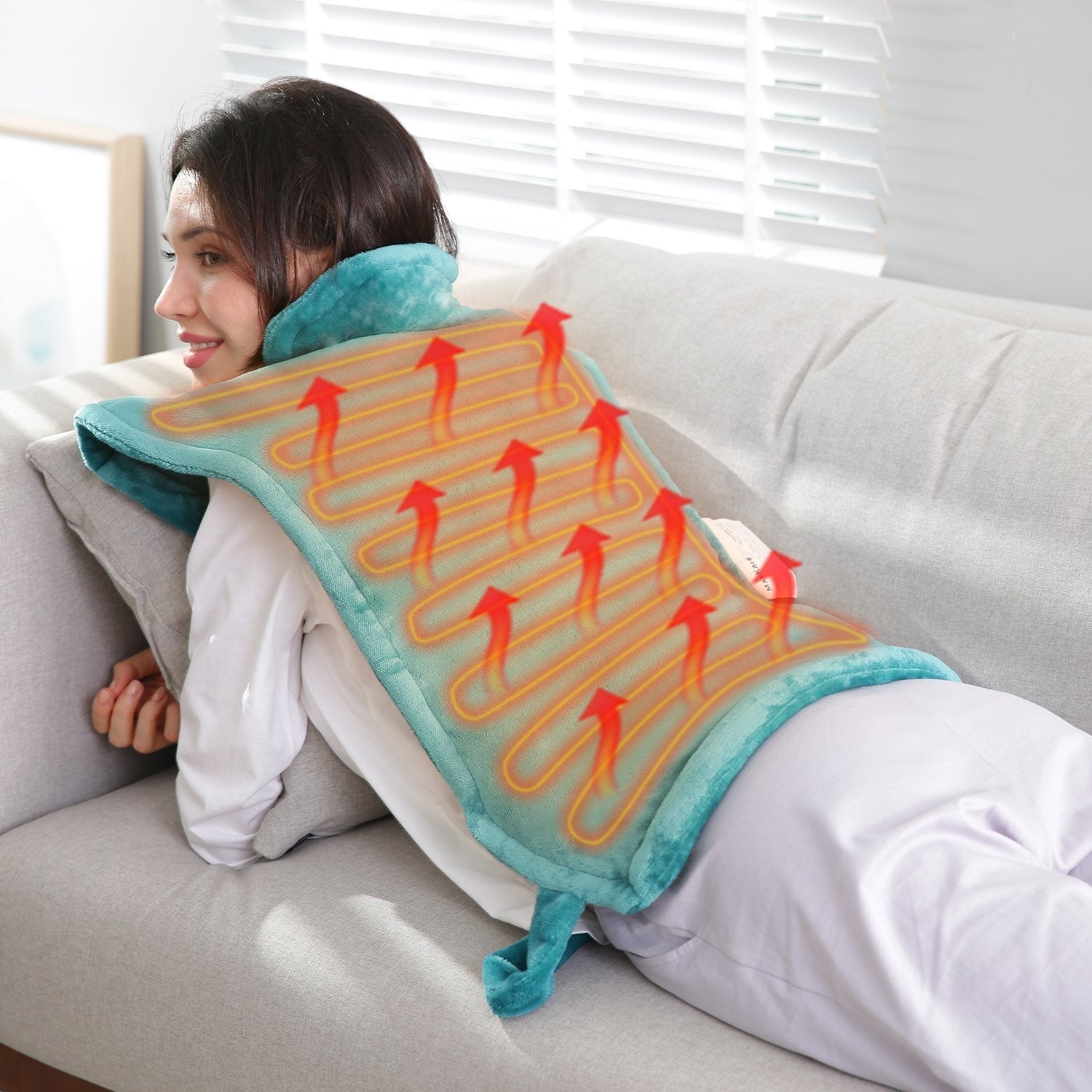 Large 24" x 33" Size Heating Pad for Shoulder and Neck , with 5 Heat Settings and 2 Hour Auto shut off, Lake Green--Wholesale--US - NAIPO
