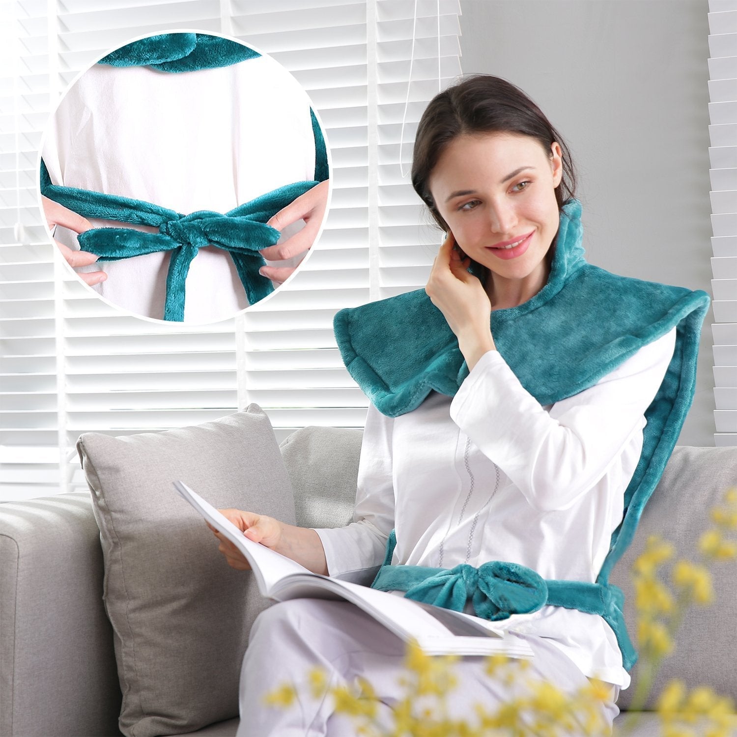 Large 24" x 33" Size Heating Pad for Shoulder and Neck , with 5 Heat Settings and 2 Hour Auto shut off, Lake Green--Wholesale--US - NAIPO