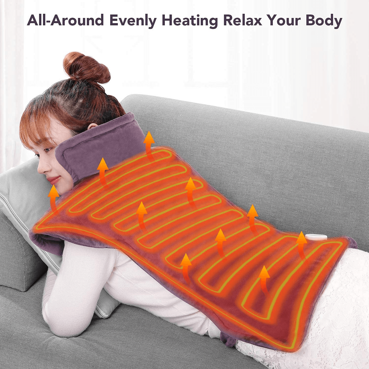 Large Electric Heating Pad for Back and Shoulders, 24”x33” Heat Wrap Vest with 6 Heating Levels, 1.5 Hours Auto Shut Off Available, Purple--Wholesale--US - NAIPO