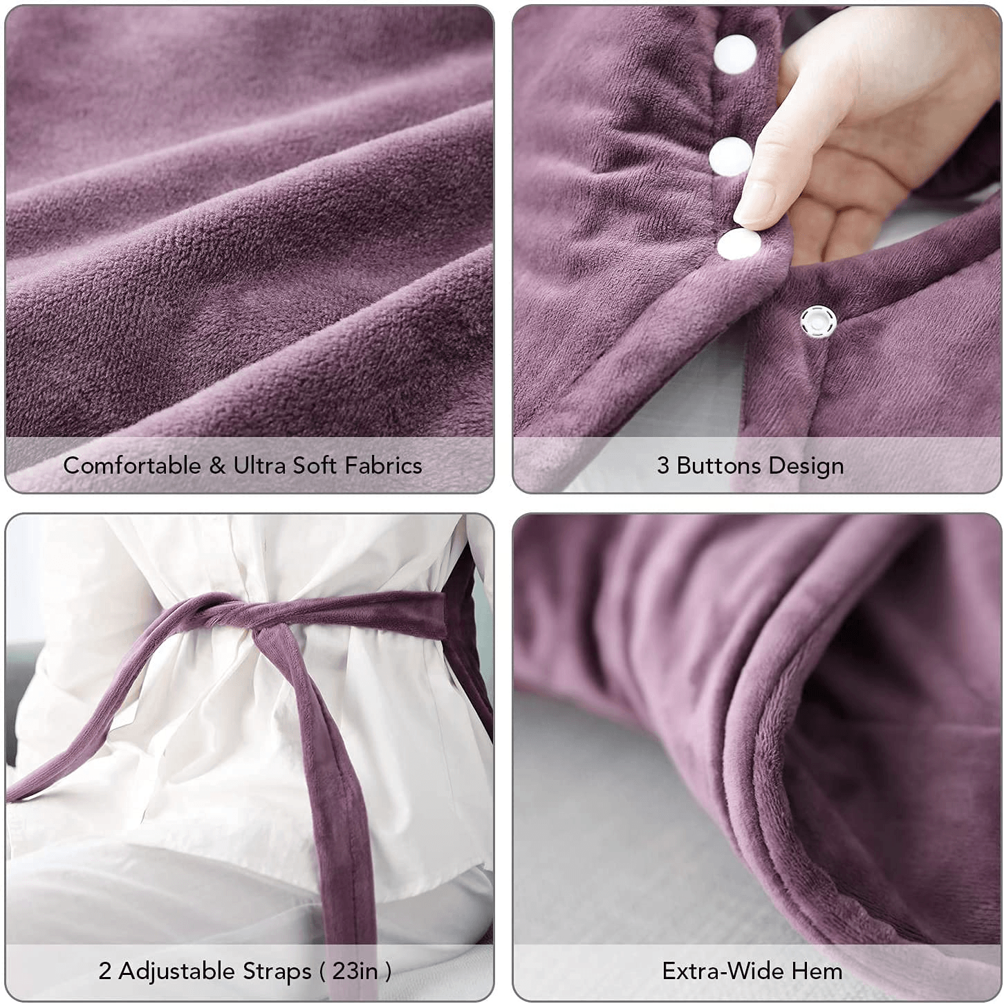 Large Electric Heating Pad for Back and Shoulders, 24”x33” Heat Wrap Vest with 6 Heating Levels, 1.5 Hours Auto Shut Off Available, Purple--Wholesale--US - NAIPO
