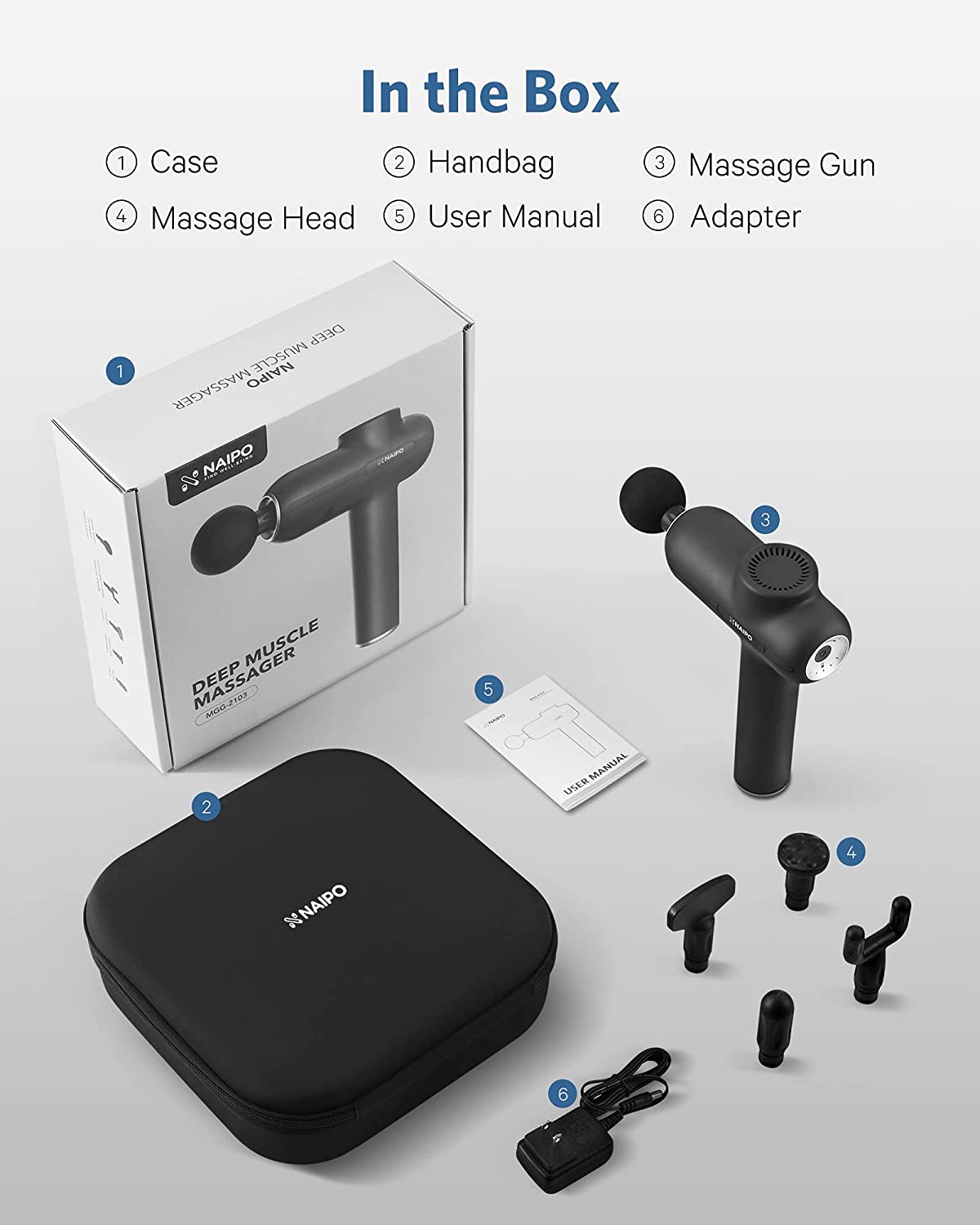 Massage Gun for Athletes, Naipo Handheld Massage Deep Tissue Body Muscle Massage Gun Professional Percussion for Pain Relief--Wholesale--US - NAIPO