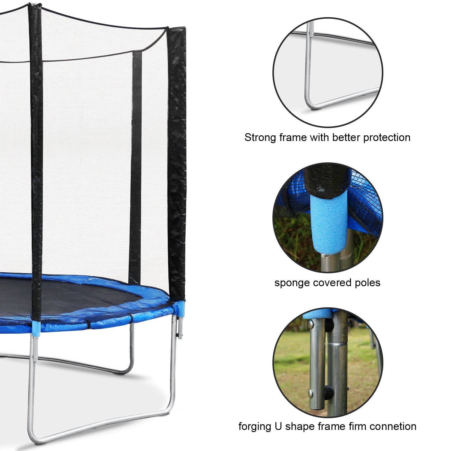 Maxkare 14 FT Trampoline for Kids Adults--Cutting-Edge Polypropylene Jumping Mat with Recreation Trampoline Ladder & Enclosure Safety Net Provide Bounce Outdoor or Backyards - NAIPO