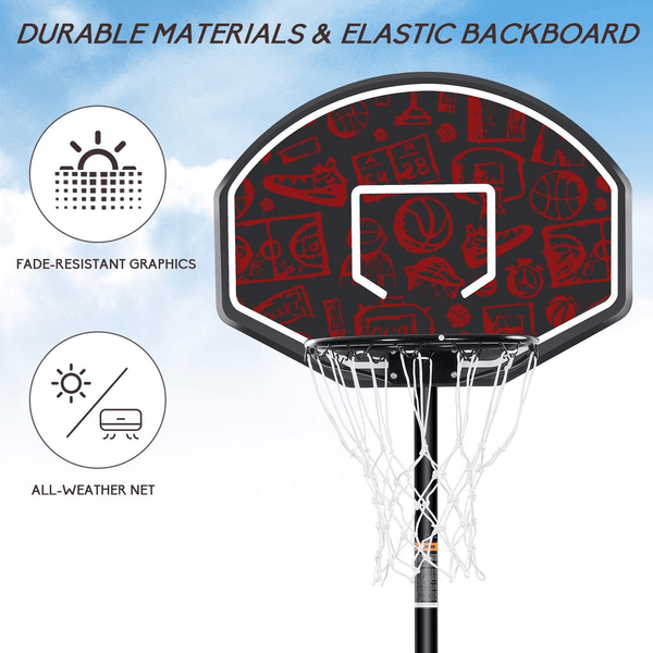 MaxKare Basketball Hoop & Goal Portable Basketball System Stand Height Adjustable 5.5ft -7.5ft with 32 in Backboard & Wheels for Youth Kids Outdoor Indoor Basketball Goal Game Play - NAIPO