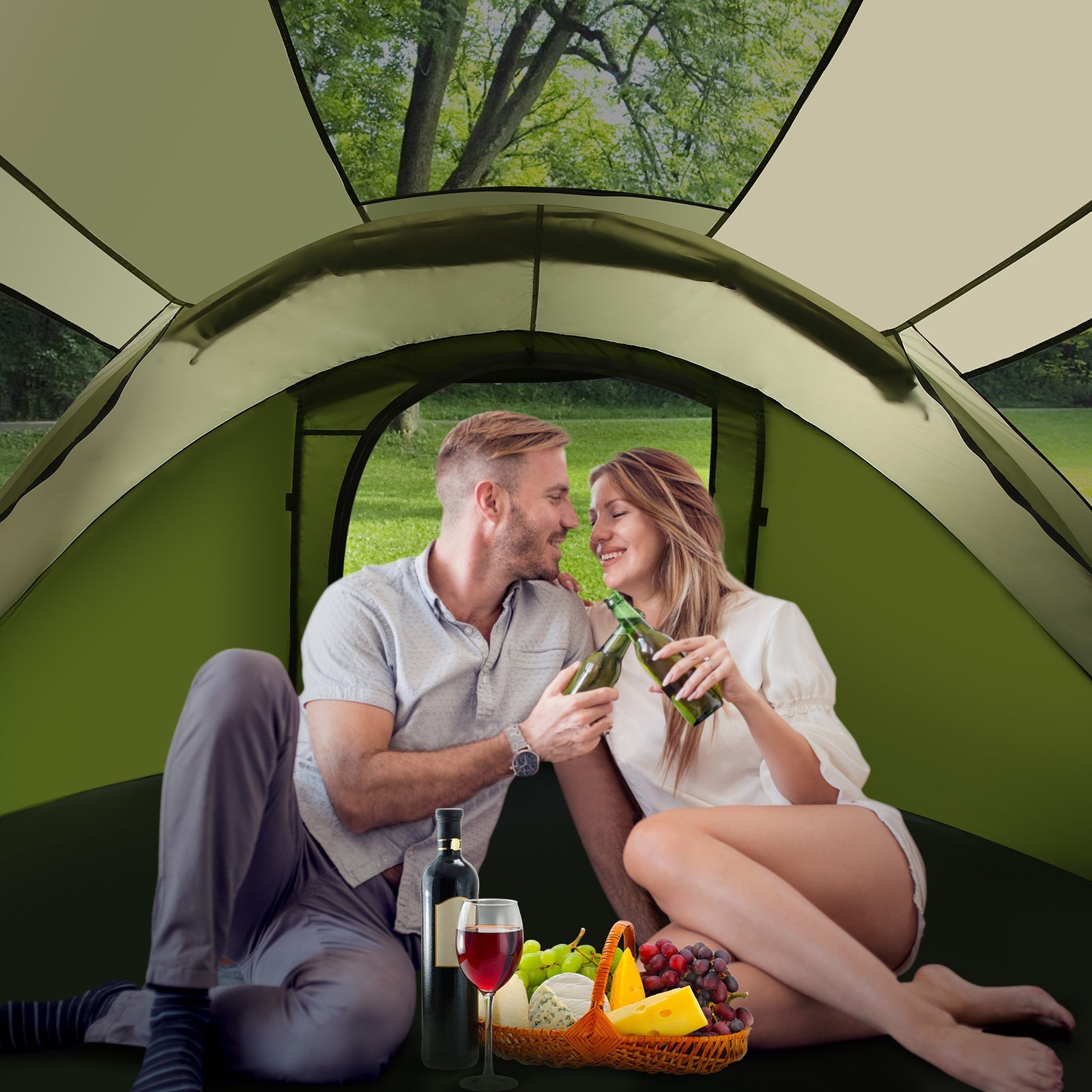MaxKare Instant Pop up Tent 3 4 Person Portable Camping Tent Water-Resistant UV Protection Carrying Bag - NAIPO