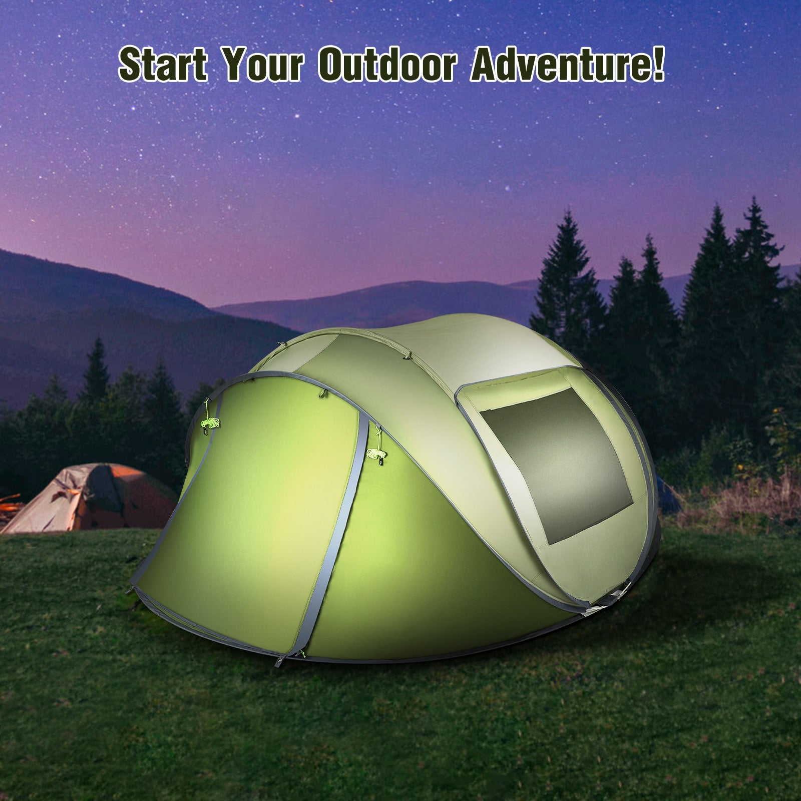 MaxKare Instant Pop up Tent 3 4 Person Portable Camping Tent Water-Resistant UV Protection Carrying Bag - NAIPO