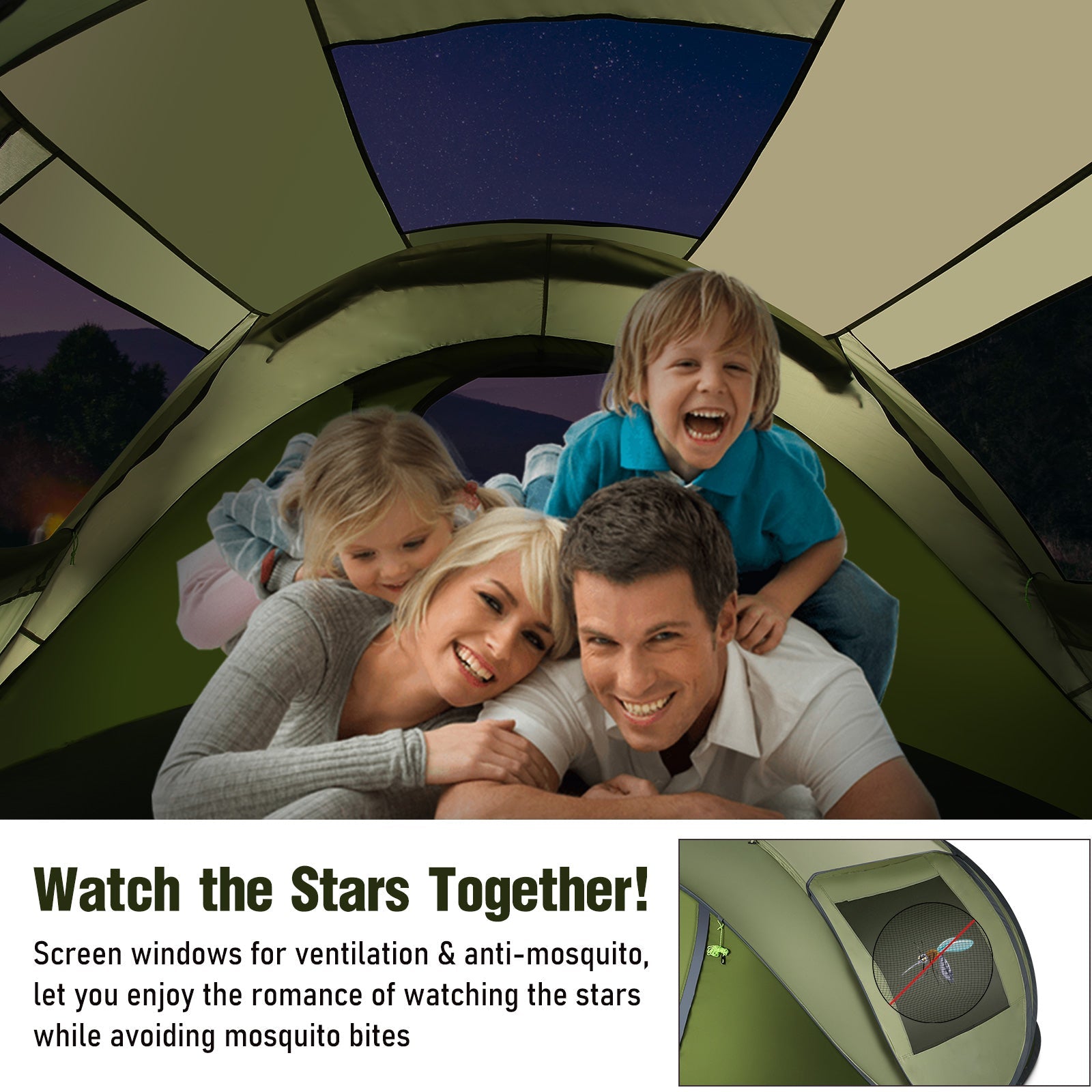 MaxKare Instant Pop up Tent 3 4 Person Portable Camping Tent Water-Resistant UV Protection Carrying Bag - NAIPO