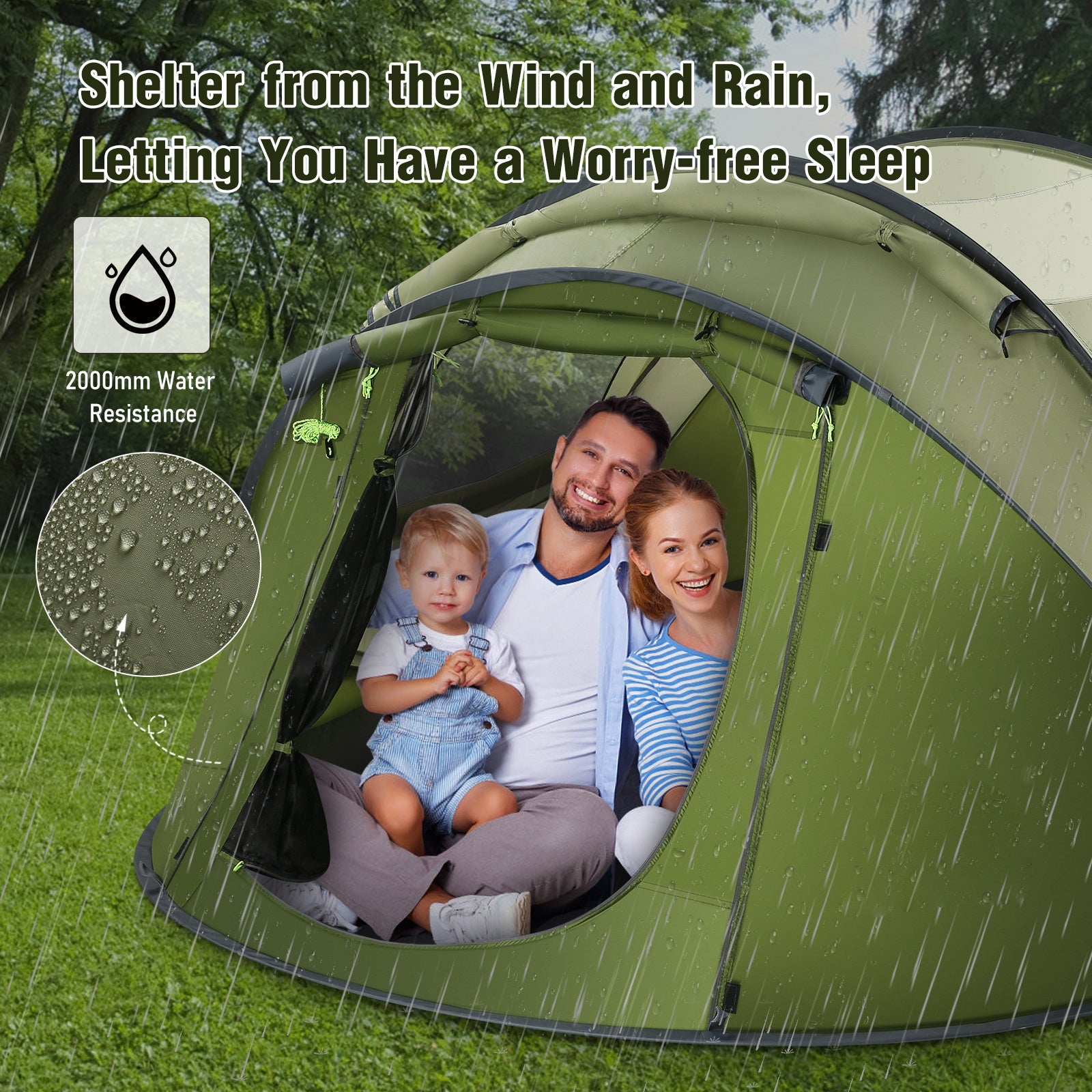 MaxKare Instant Pop up Tent 3 4 Person Portable Camping Tent Water-Resistant UV Protection Carrying Bag - NAIPO