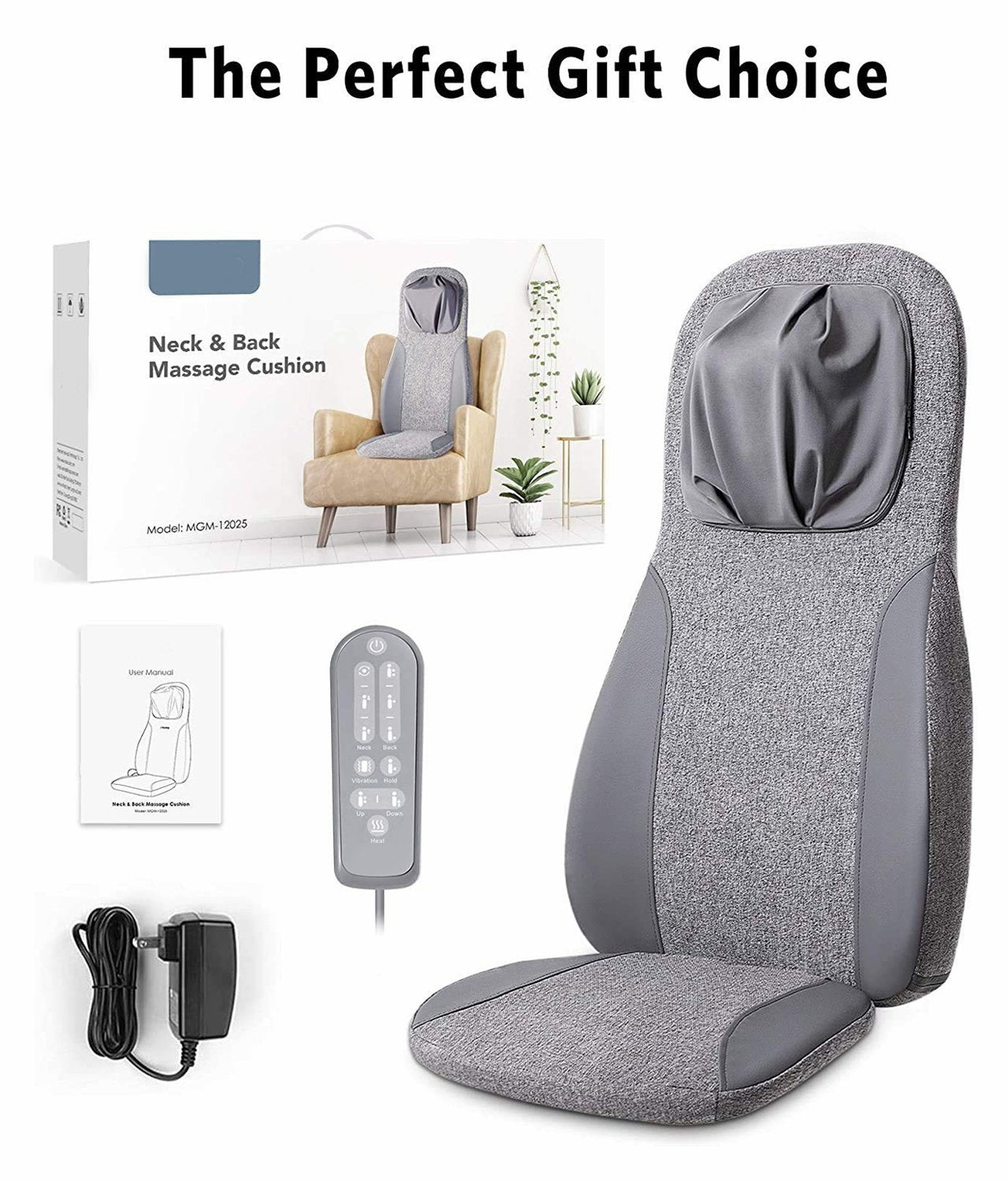 Naipo Back & Neck Shiatsu Massage Cushion Pad with Heat, Height Adjustable Kneading Rolling Massage Chair Pad--Wholesale--US - NAIPO