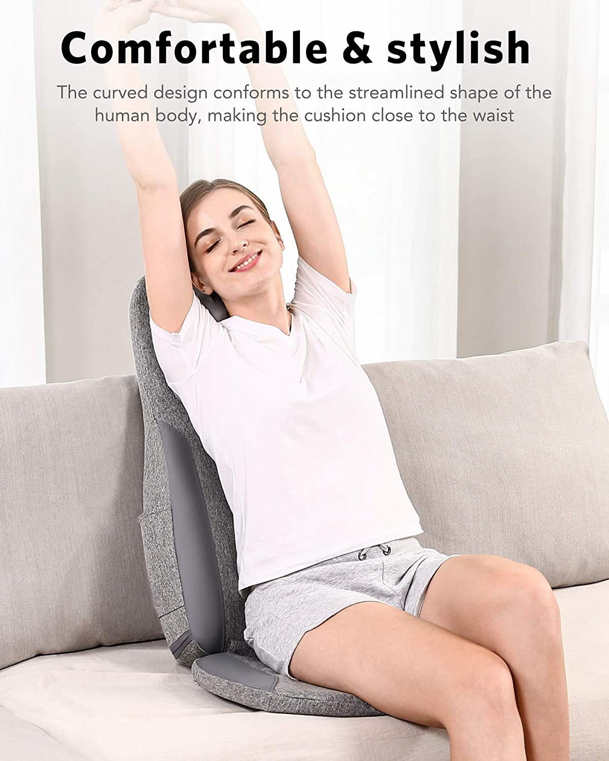 Naipo Back & Neck Shiatsu Massage Cushion Pad with Heat, Height Adjustable Kneading Rolling Massage Chair Pad--Wholesale--US - NAIPO