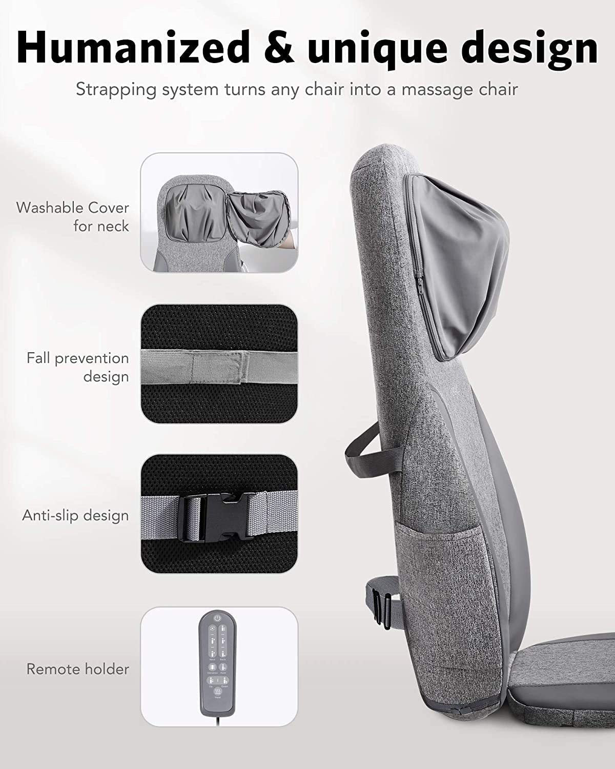 Naipo Back & Neck Shiatsu Massage Cushion Pad with Heat, Height Adjustable Kneading Rolling Massage Chair Pad--Wholesale--US - NAIPO