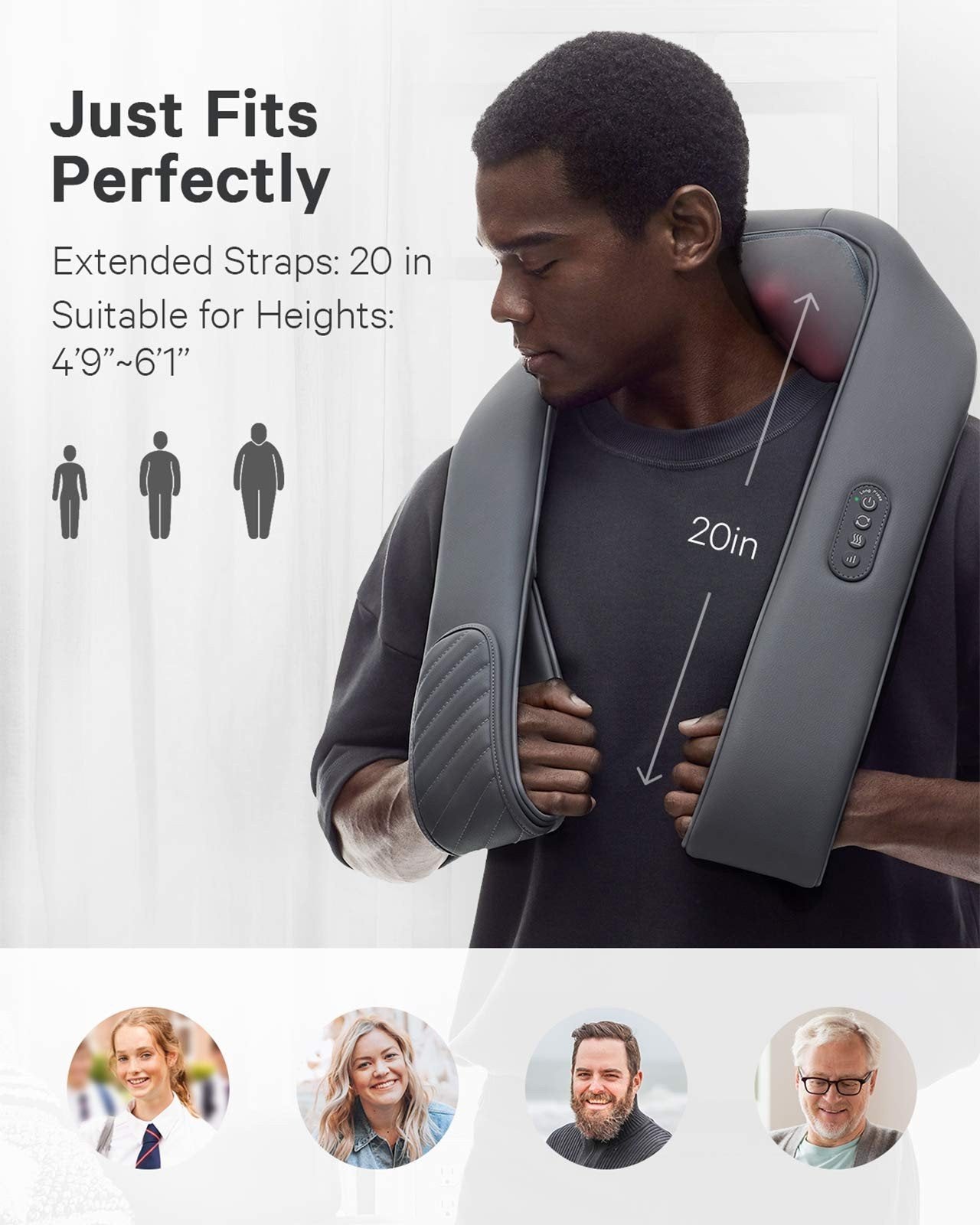 Naipo Cordless Rechargeable Neck Shoulder Massager, Shiatsu Massage - NAIPO