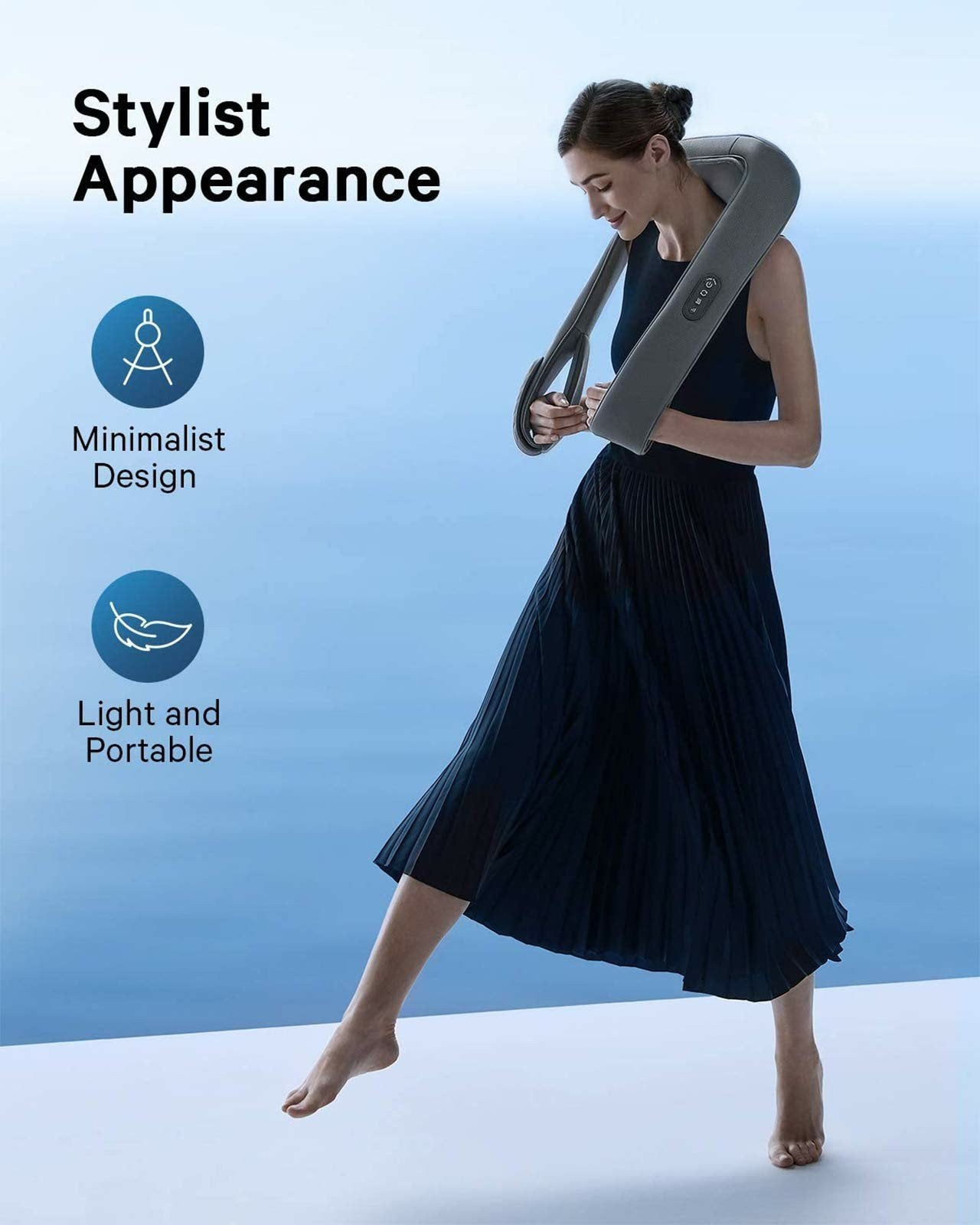 Naipo Cordless Rechargeable Neck Shoulder Massager, Shiatsu Massage - NAIPO