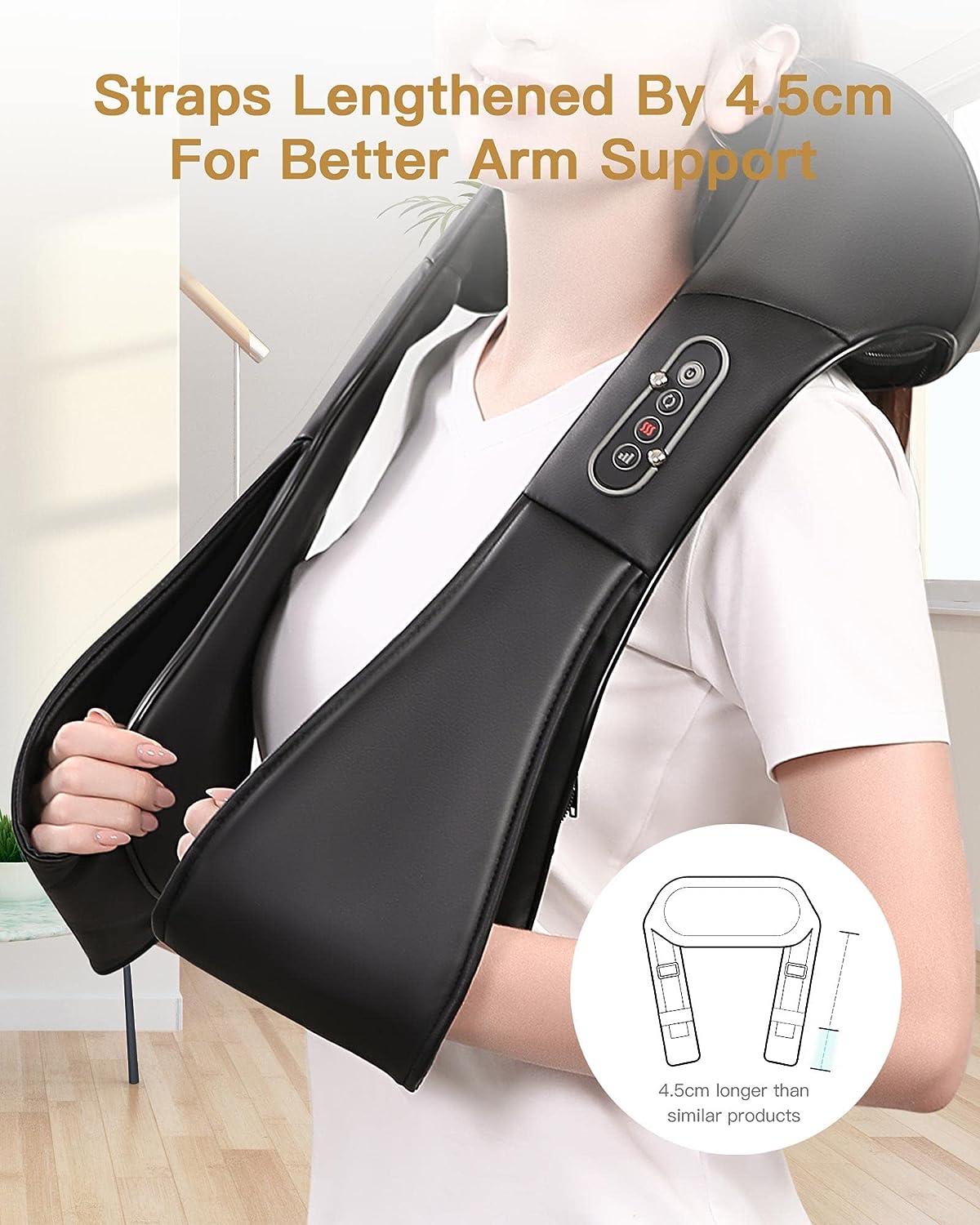 Naipo Neck and Shoulder Massager, 3D Deep Tissue Kneading Shiatsu Massager with Heat - NAIPO