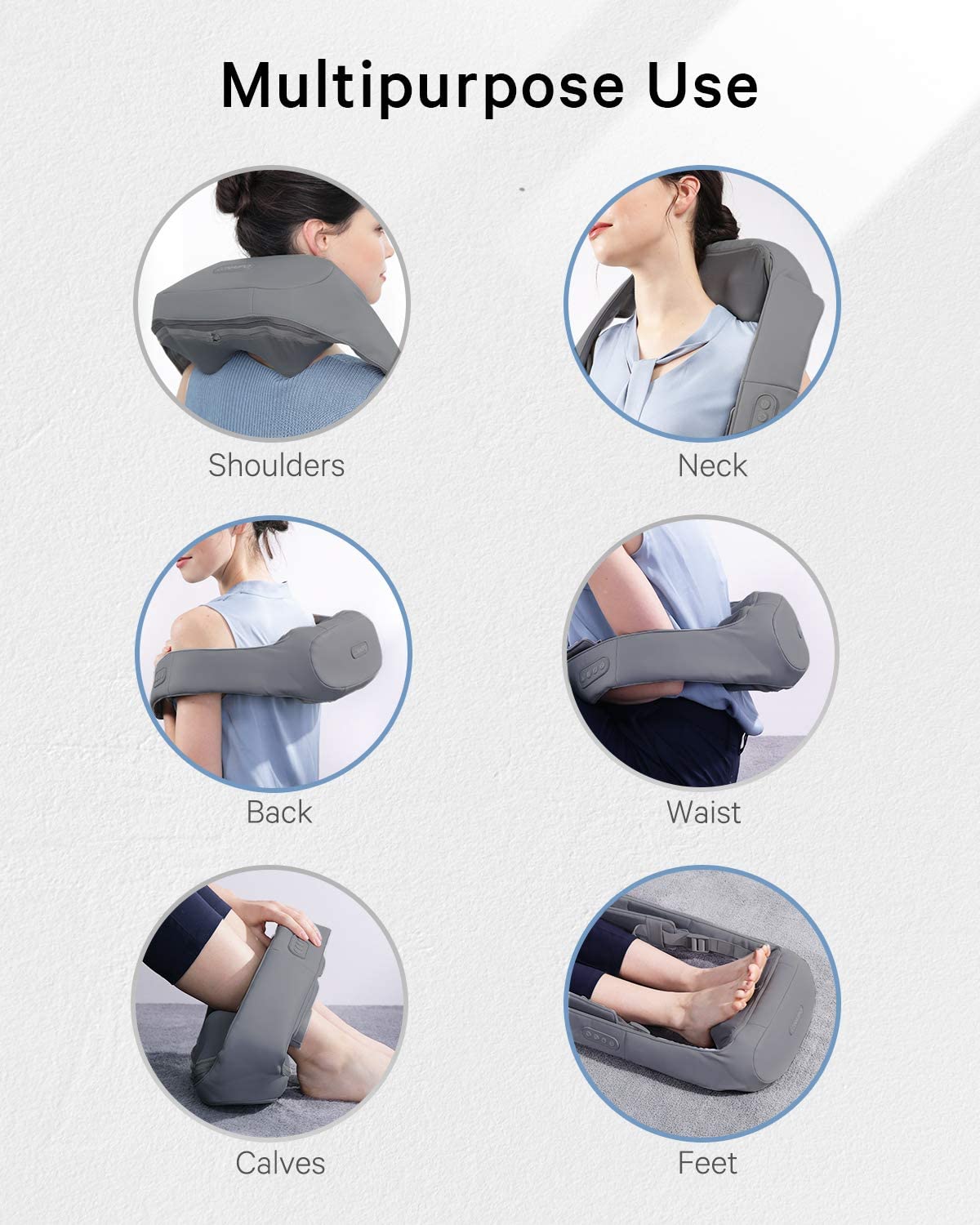 Naipo Neck Back Massager with Adjustable Heat and Straps for Neck and Back, Shoulder, Foot and Legs (Deep Gray)--Wholesale--US - NAIPO