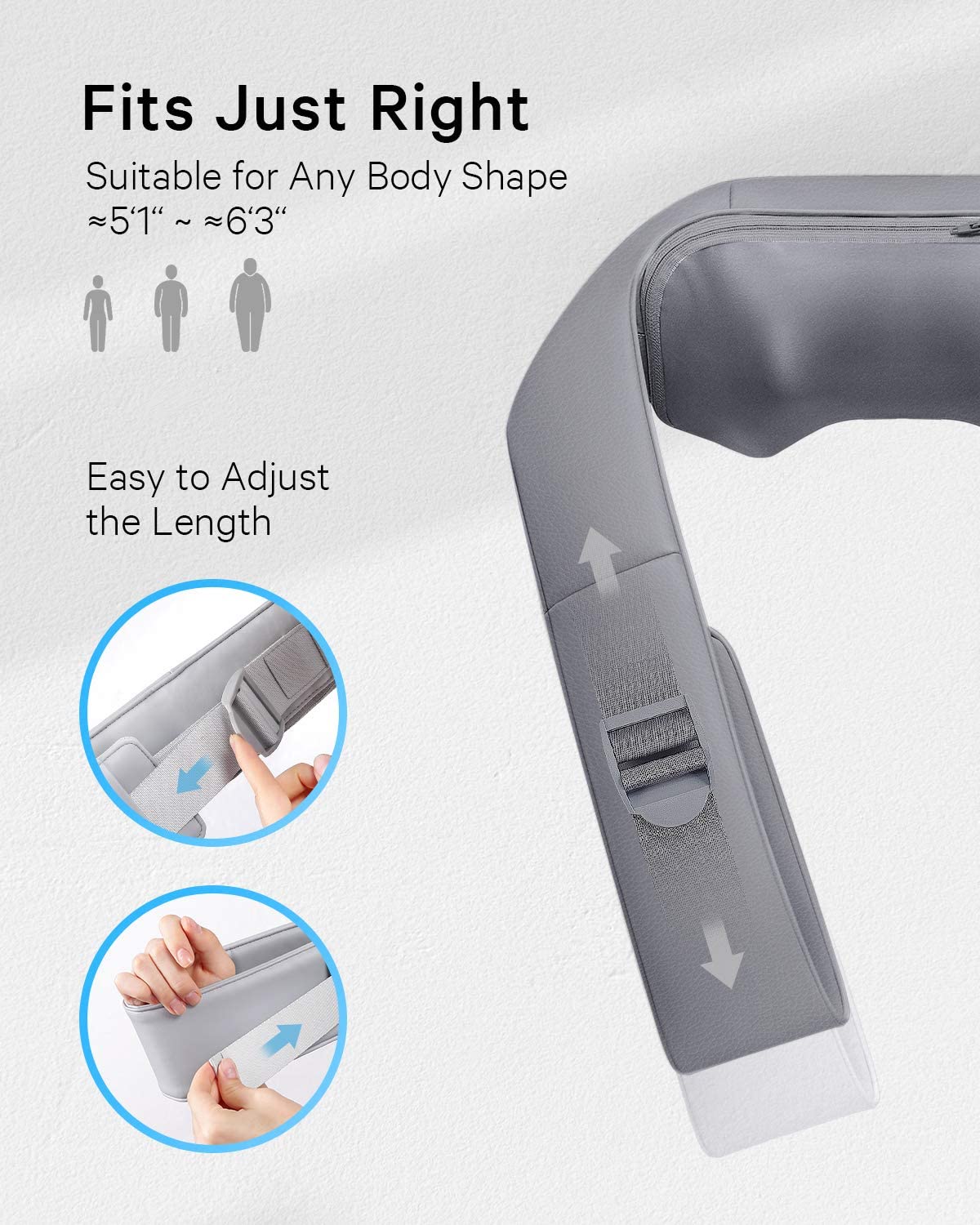 Naipo Neck Back Massager with Adjustable Heat and Straps for Neck and Back, Shoulder, Foot and Legs (Deep Gray)--Wholesale--US - NAIPO