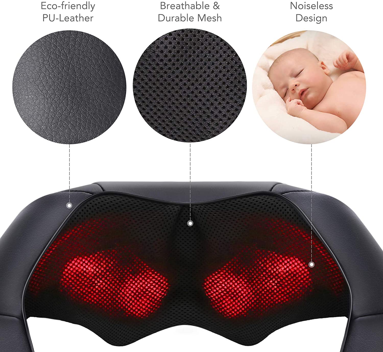 Naipo Shiatsu Back and Neck Massager with Heat 3D Deep Kneading Massage for Back, Shoulders, Foot, and Legs (Gray)--Wholesale--US - NAIPO