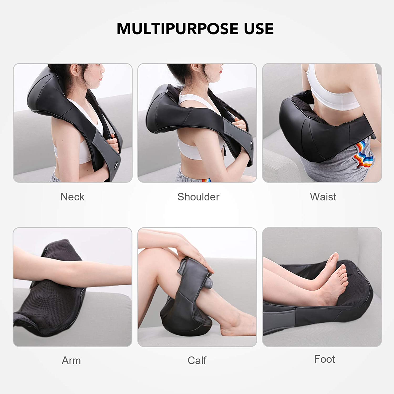 Naipo Shiatsu Back and Neck Massager with Heat 3D Deep Kneading Massage for Back, Shoulders, Foot, and Legs (Gray)--Wholesale--US - NAIPO