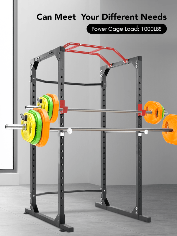 Power Cage Squat Rack Cage Weight Cage Power Rack Home Gym with 19-Level Adjustable and J-Hooks Heavy Duty for 1000 lbs Capacity for Barbell Lifting Squat Stand Push ups - NAIPO