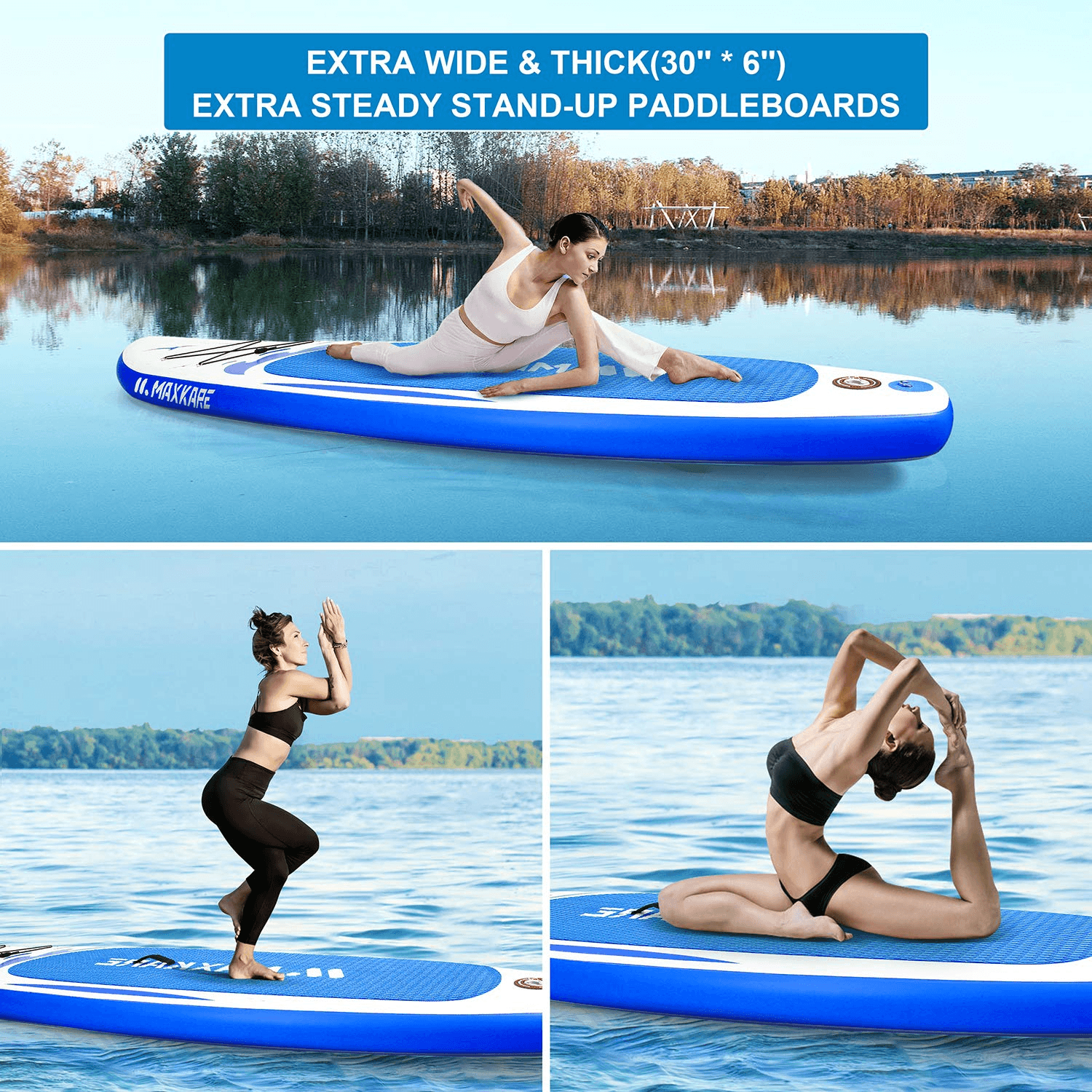 Stand Up Paddle Board Inflatable SUP W Stand-up Paddle Board Accessories Backpack Paddle Leash Pump Non-Slip Deck ISUP Fishing Yoga Rigid Solid 10'× 30" ×6'' Thick Adult & Youth & Kid--Wholesale--US - NAIPO