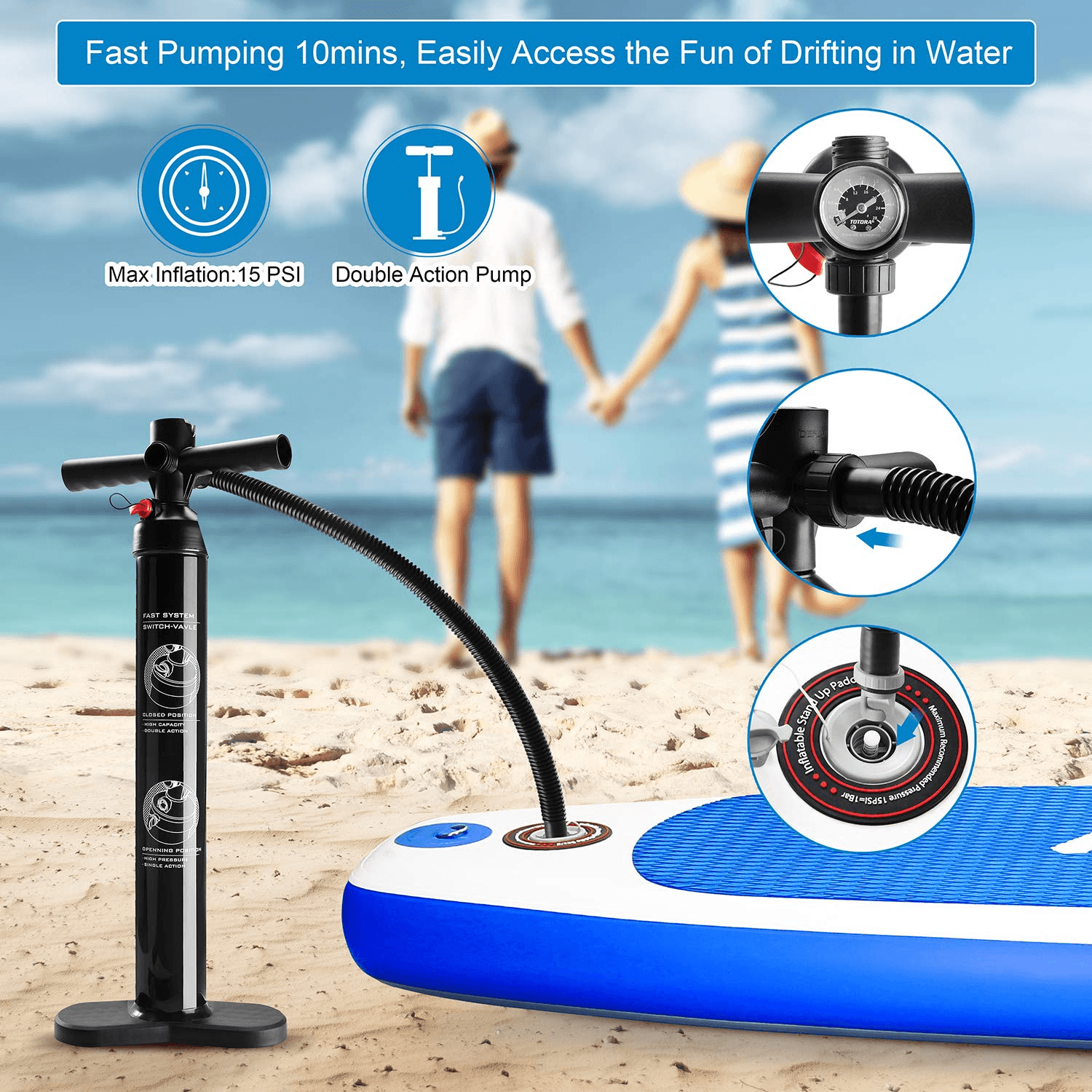 Stand Up Paddle Board Inflatable SUP W Stand-up Paddle Board Accessories Backpack Paddle Leash Pump Non-Slip Deck ISUP Fishing Yoga Rigid Solid 10'× 30" ×6'' Thick Adult & Youth & Kid--Wholesale--US - NAIPO
