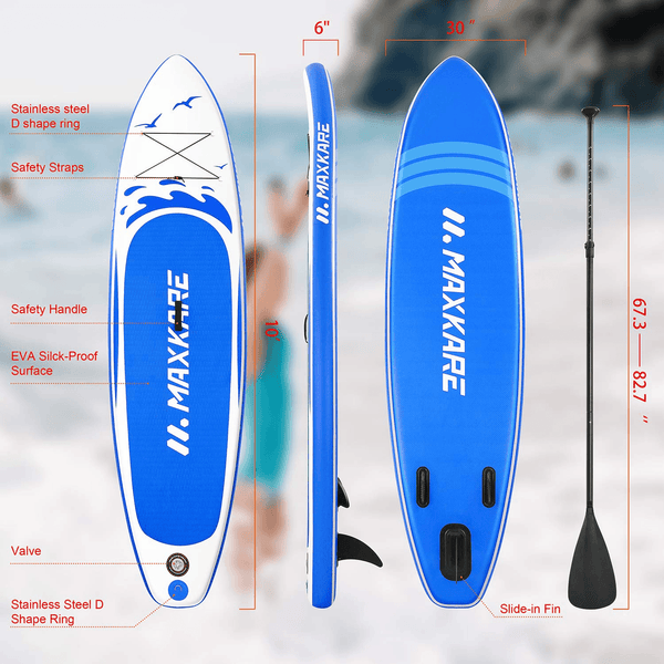 Stand Up Paddle Board Inflatable SUP W Stand-up Paddle Board Accessories Backpack Paddle Leash Pump Non-Slip Deck ISUP Fishing Yoga Rigid Solid 10'× 30" ×6'' Thick Adult & Youth & Kid--Wholesale--US - NAIPO