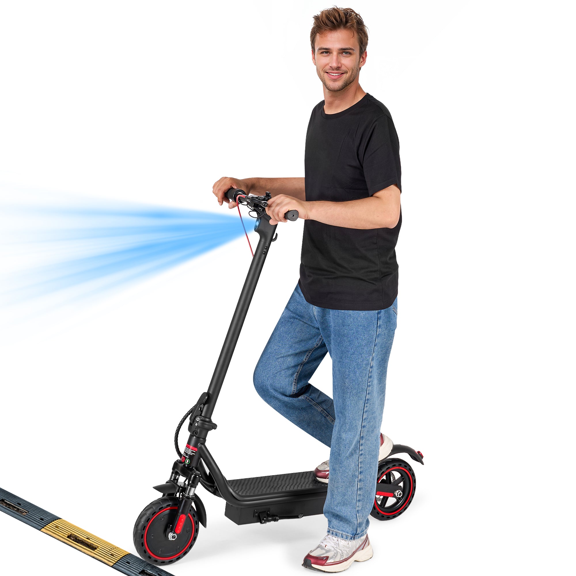 Naipo 8.5in Electric Scooter Portable 350W Motor Up to 16MPH and 35km/21-24Miles Long-Range Commuting Foldable E Scooter for Adults with Double Braking System-Black