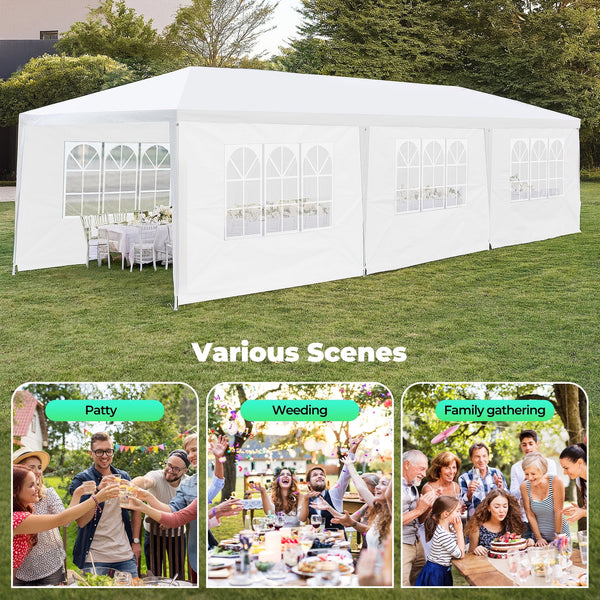 10x30 Party Tent Canopy Tent with 8 Removable Sidewalls,Heavy Duty Canopy UPF 50+ All Season Wind Waterproof Commercial Outdoor Wedding Party Tents for Parties Gazebo Shelter, White - NAIPO