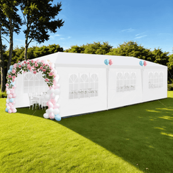 10x30 Party Tent Canopy Tent with 8 Removable Sidewalls,Heavy Duty Canopy UPF 50+ All Season Wind Waterproof Commercial Outdoor Wedding Party Tents for Parties Gazebo Shelter, White - NAIPO