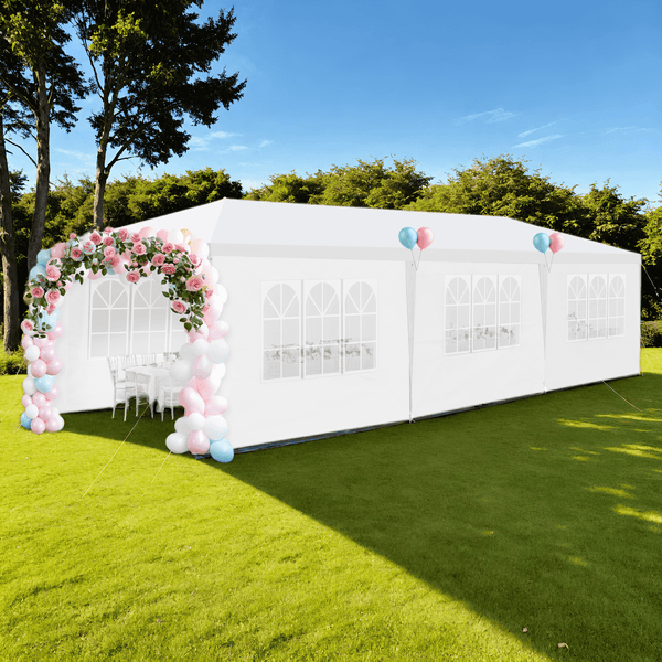 10x30 Party Tent Canopy Tent with 8 Removable Sidewalls,Heavy Duty Canopy UPF 50+ All Season Wind Waterproof Commercial Outdoor Wedding Party Tents for Parties Gazebo Shelter, White - NAIPO
