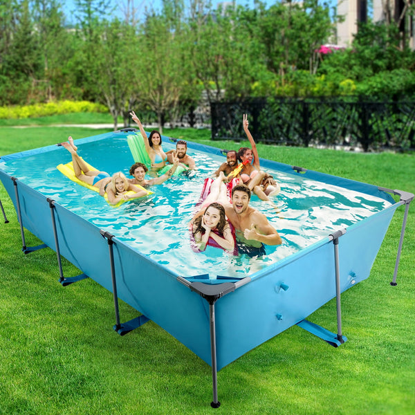 15FT Swimming Pool Rectangular Above Ground Family Swimming Above Ground Pool Durable Summer Backyard Spacious Design for Swimming & Play - NAIPO