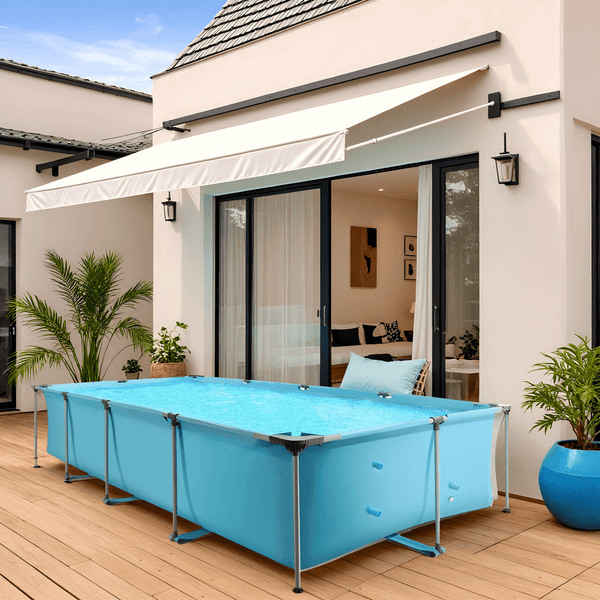 15FT Swimming Pool Rectangular Above Ground Family Swimming Above Ground Pool Durable Summer Backyard Spacious Design for Swimming & Play - NAIPO