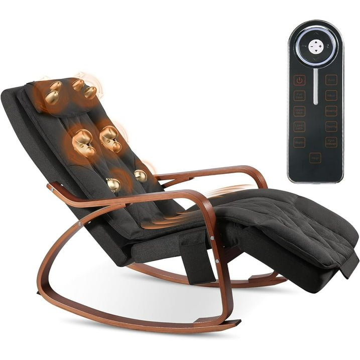 2-in-1 Shiatsu Back Massager and Rocking Chair with Heat and Vibration Fuction, Electric Recliner Lounge with Remote Control