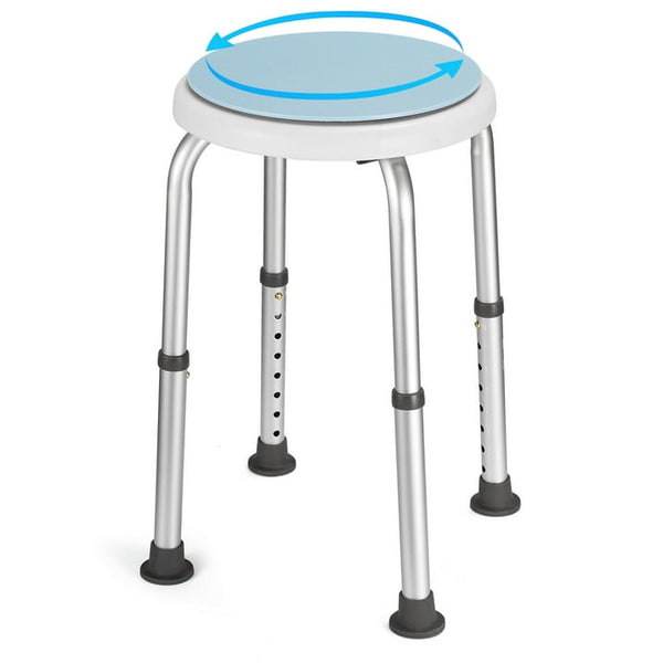 360 Degree Rotating Shower Chair, Tool Free Adjustable Shower Stool Tub Chair and Bathtub Seat Bench with Anti-Slip Rubber Tips for Safety and Stability - NAIPO