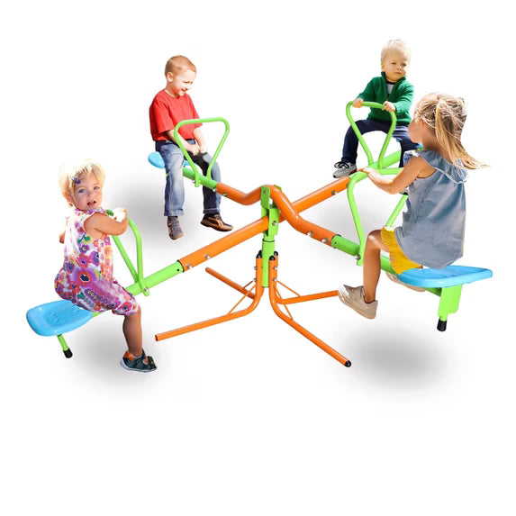 Balançoire pivotante 4 places pour enfants en extérieur – Robuste, avec poignées de sécurité et design antirouille | Développe l'équilibre et la coordination 