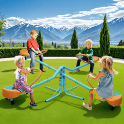 4 - Seat Spinning Teeter Totter for Kids Outdoor - Heavy - Duty Backyard Seesaw with Safety Handles Rust - Proof Design | Develops Balance & Coordination - NAIPO