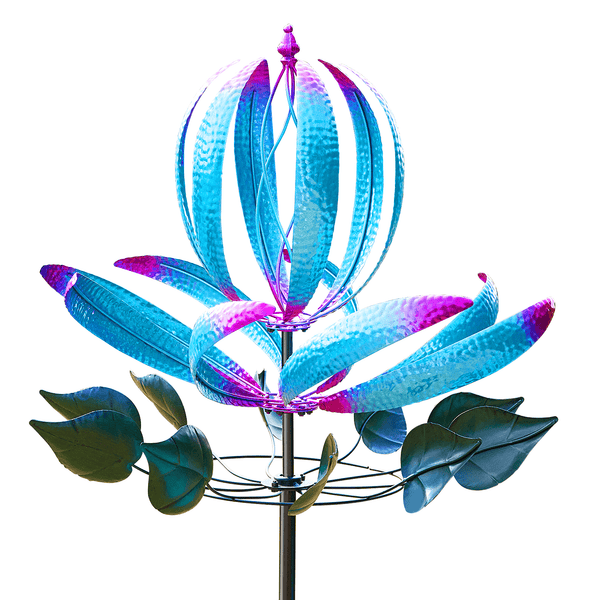 82 inch 3D Metal Wind Spinners Outdoor, Extra Spinner Windmill Wind Sculpture w/Stake for Yards and Outdoor Garden Decor, Blue (23.6