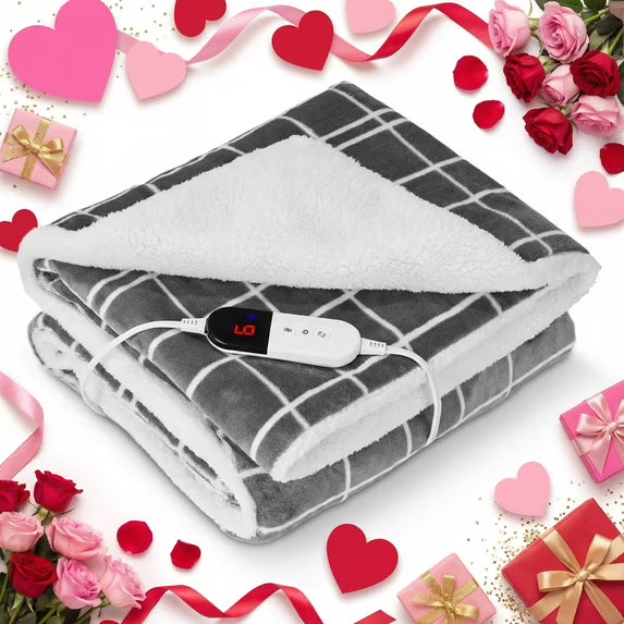 Couverture chauffante électrique Maxkare, arrêt automatique 4 heures, 6 niveaux de chauffage, couverture en flanelle 50" x 60", chauffage rapide et lavable en machine, idéale pour la maison ou le bureau.