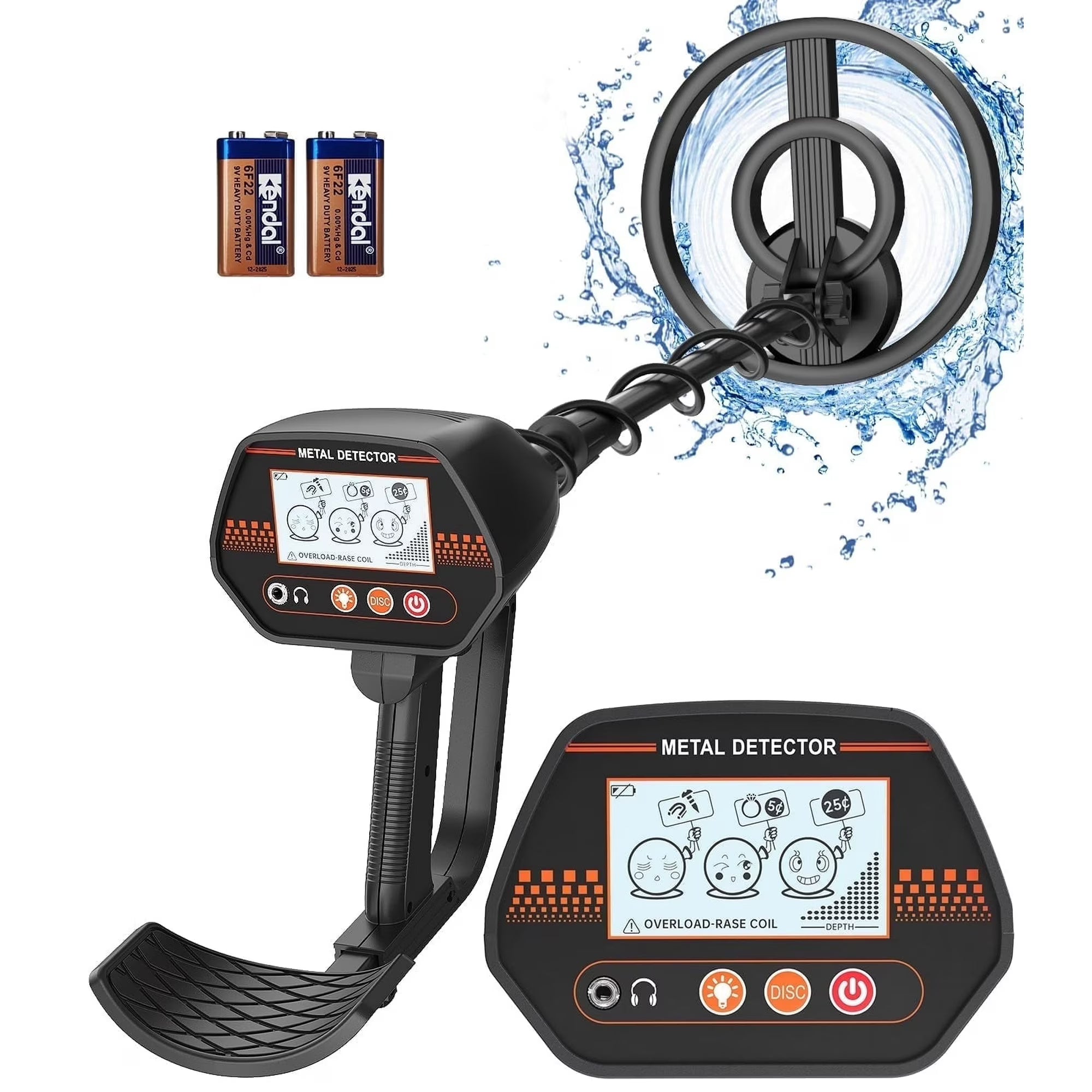 Naipo Metal Detector for Kids, 8"" Waterproof Beach Metal Detector with Backlight LCD Display, 30"" - 41"" Adjustable Kids Metal Detector Ages 8-12, Lightweight for Treasure Hunting