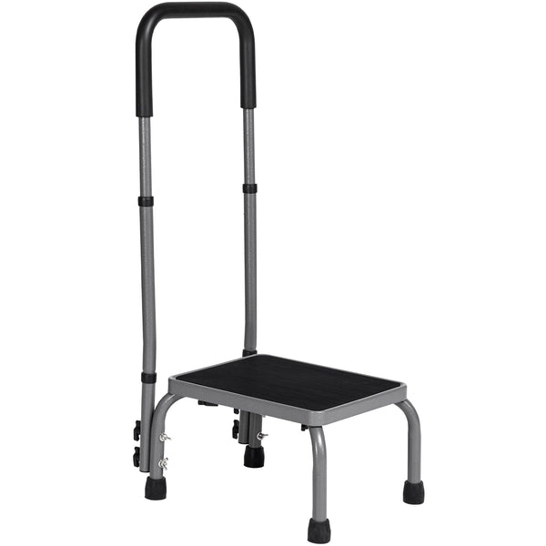 Naipo Medical Step Stool with Handle 7 Level Adjustable Height Non-Slip Steel Rubber Platform Footstool for Seniors, 300 lb. Weight Capacity