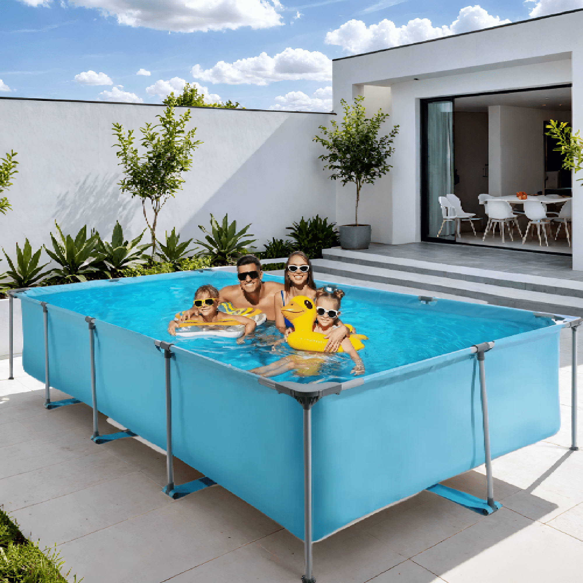 Naipo 15FT Above Ground Swimming Pool for Backyard Large Steel Frame Swimming Pools for Family, Pets(177X86IN)
