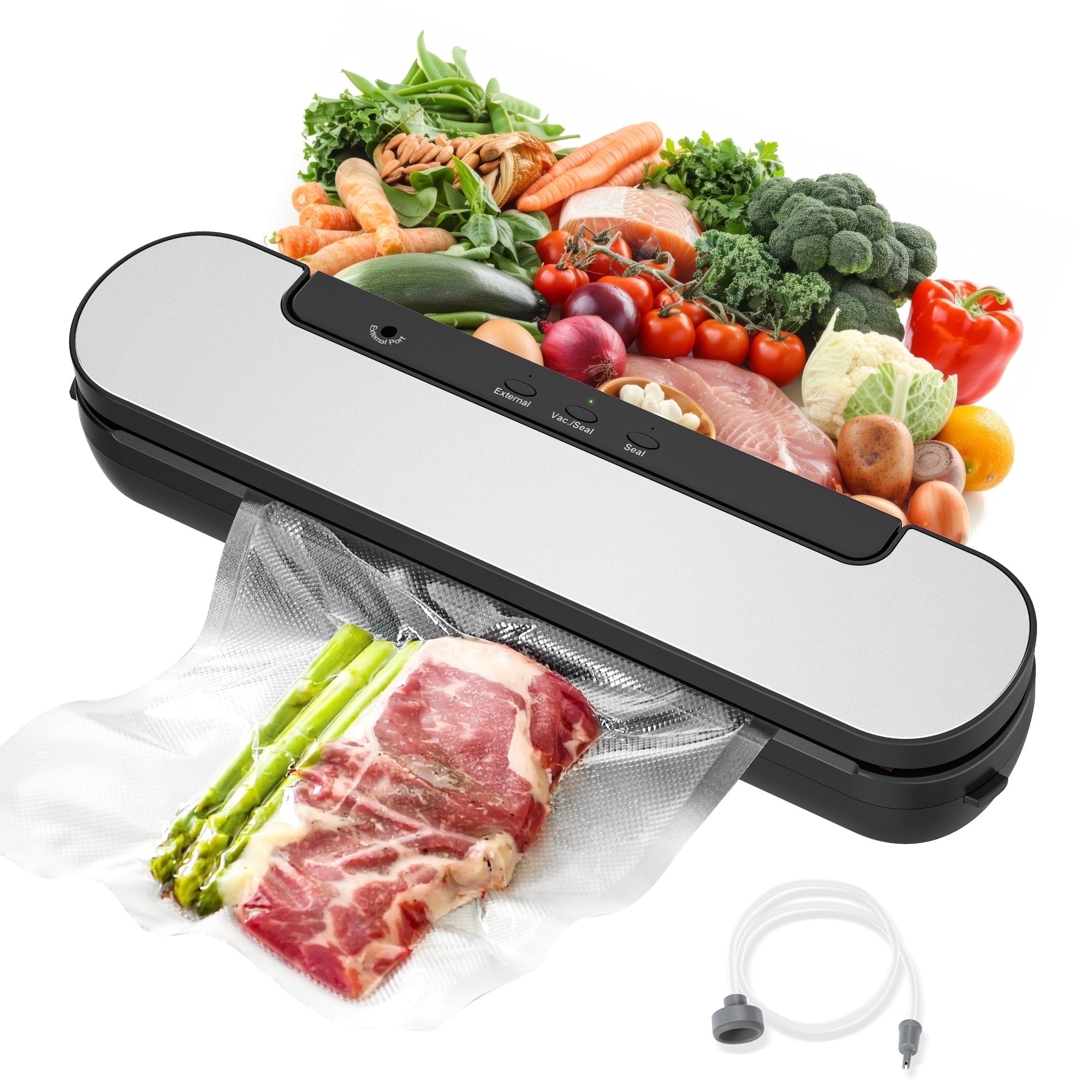 Naipo Automatic Vacuum Sealer Machine, 60KPa Food Saver, Compact Air Sealing System for Refrigerator Storage