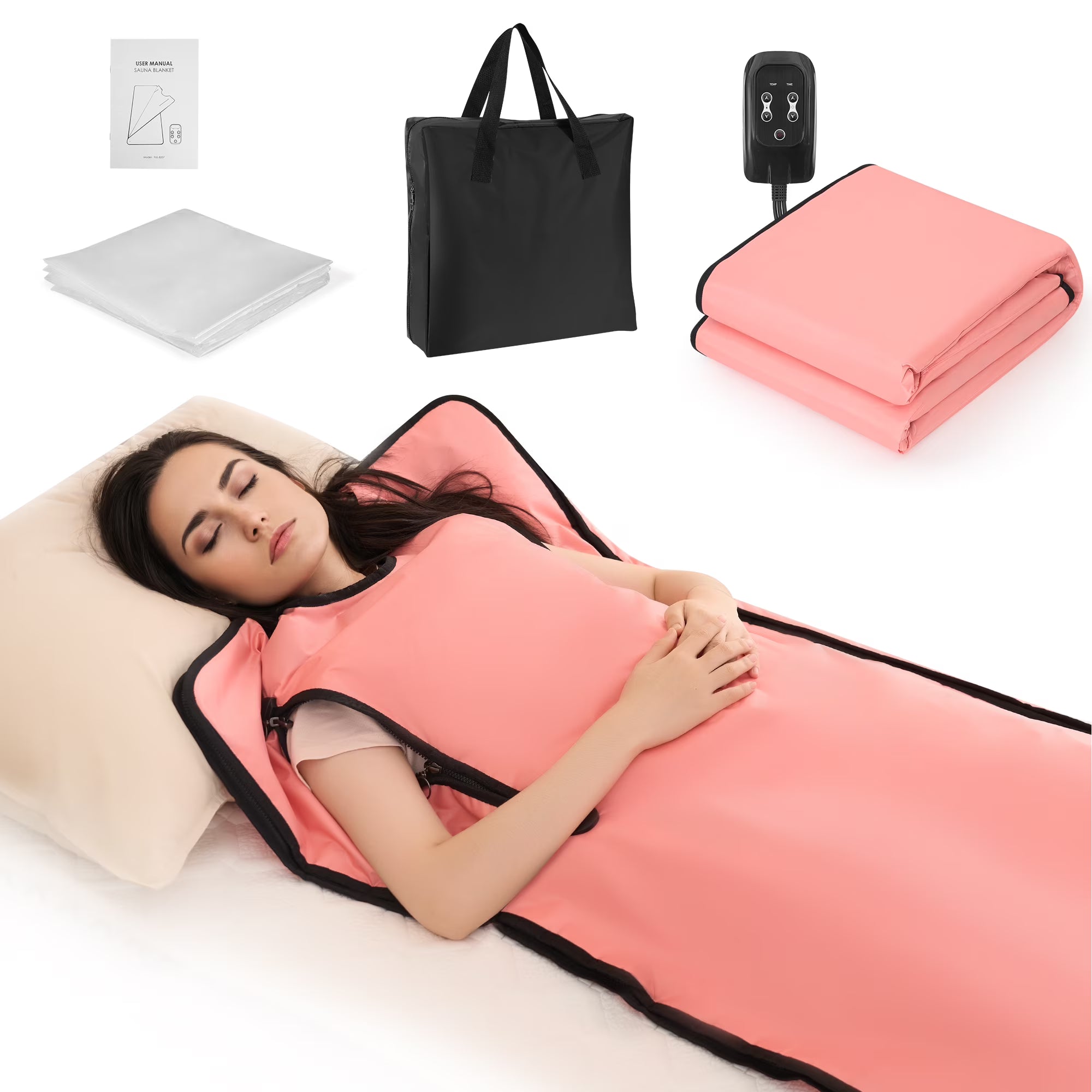 Couverture de sauna infrarouge Naipo pour la détoxification et la relaxation, sauna infrarouge lointain portable pour détendre et rajeunir votre corps et votre esprit, parfait pour la thérapie par sauna à domicile, rose