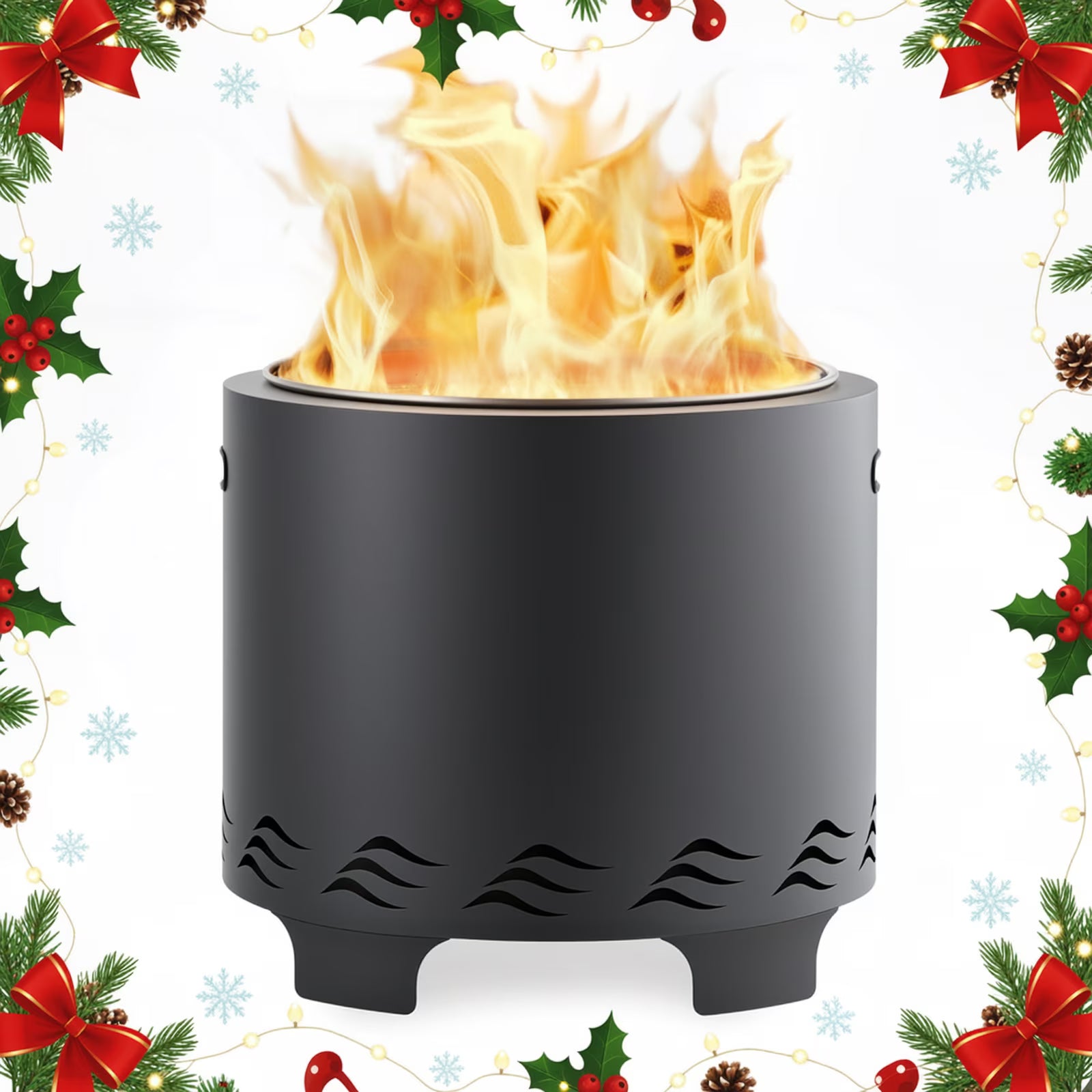 Naipo Smokeless Fire Pit, 20" Portable Stainless Steel Outdoor Fire Pit for Patio Camping, Portable Fire Pit Burning Wood, Particles, Lightweight Fireplace Burning Firepit Ideal for 2-4 People 20lbs