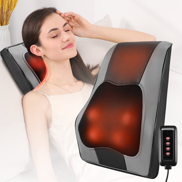 Back Massager with Heat, Shiatsu Neck & Back Massager Pillow for Pain Relief, 3D Kneading Massage Cushion for Back, Neck, Shoulder Muscle Relaxation, Ideal Gifts for Mom Women - NAIPO