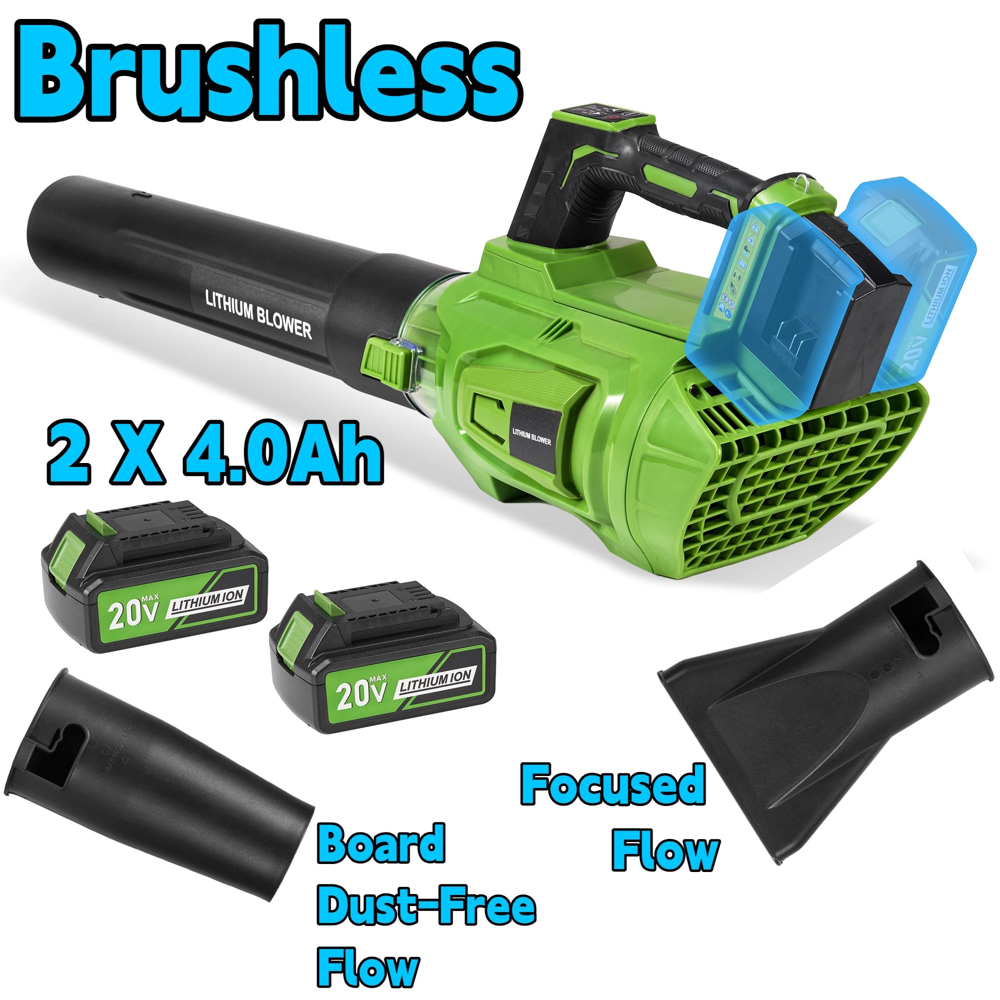 Battery Powered Leaf Blower with Battery and Charger, 40V Ligrhtweight/Quite/Heavy Duty/Turbo Mode 620CFM 23000PRM Brushless Electric Backyard Cleaner for Lawn Care, Debris, Wet - Leaves, Car, Gutters - NAIPO