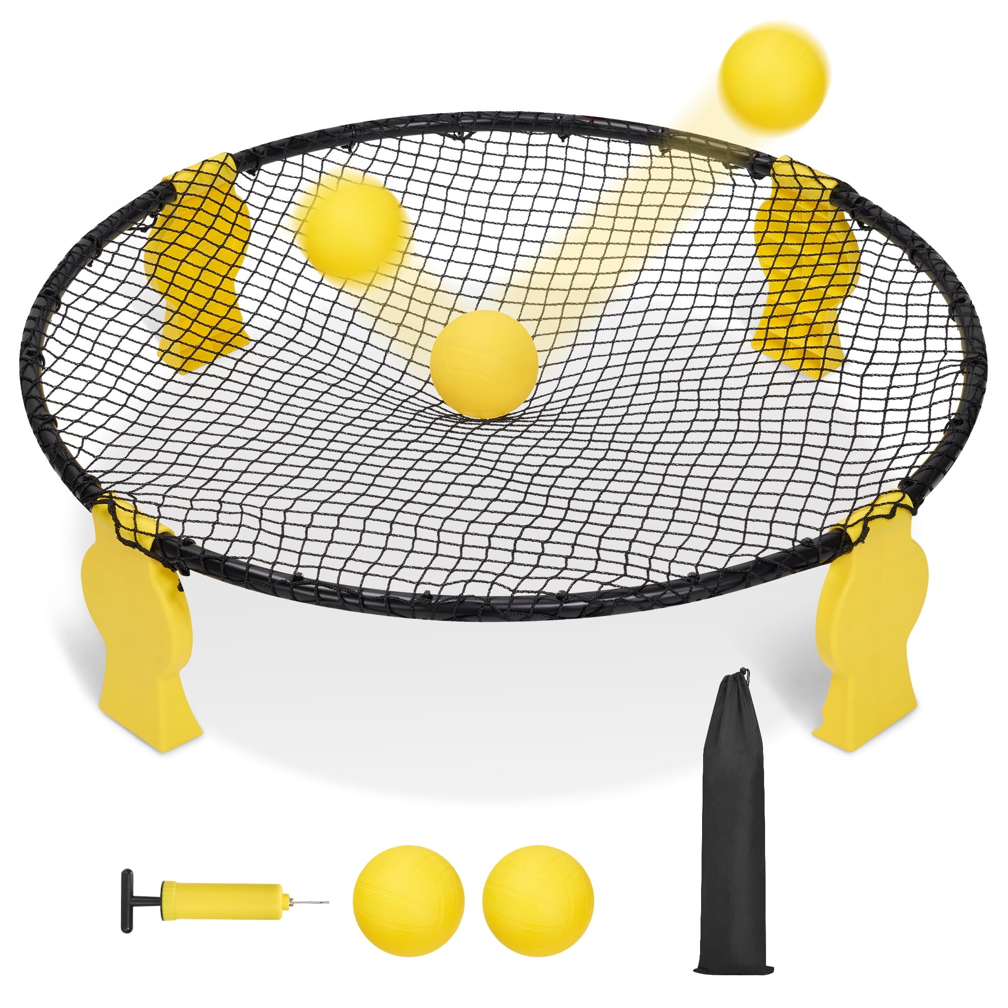 Beach Ball Game Set Outdoor Beach Game with 2 Balls Net and Carrying Bag Roundnet Game Set for Beach Yard Lawn Backyard and Park Indoor for Adults and Family - NAIPO