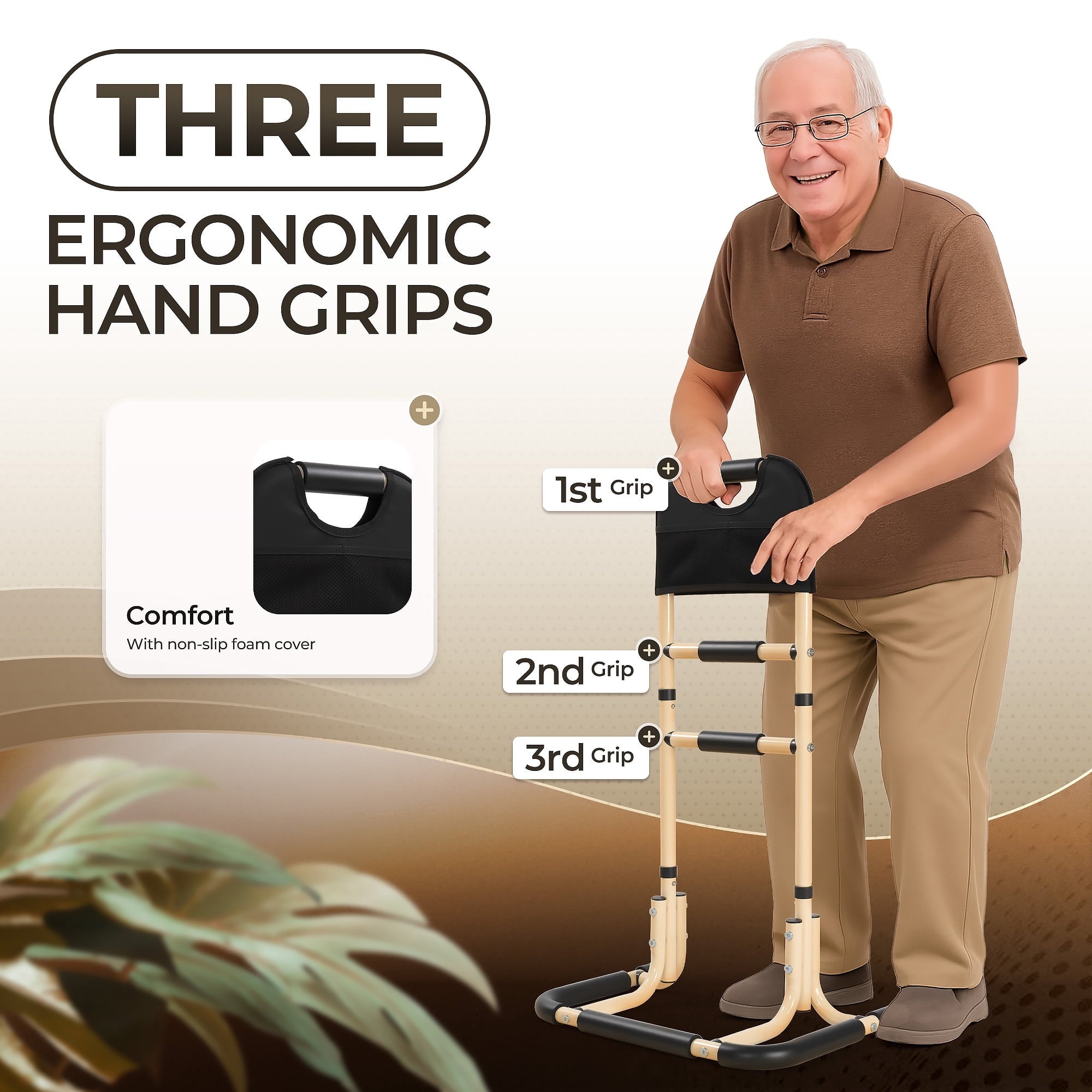 Chair Stand Assist with Sturdy Base, Portable Bar for Seniors Sit to Stand,Mobility & Daily Living Aids with Storage Pocket, Supports Up to 300 Lbs - NAIPO