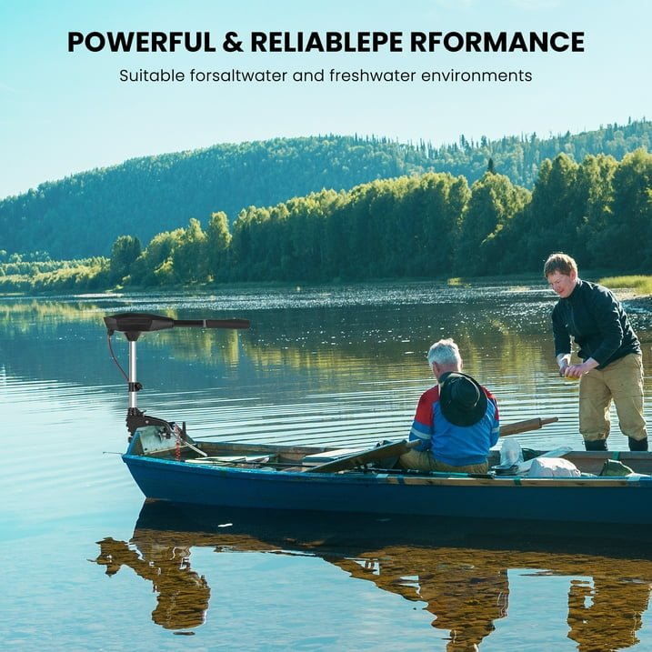 Electric Trolling Motor with 55 Lbs Thrust 8 Speeds, Boat Fishing Motor with Telescoping Handle, LED Battery Indicator for Kayak Fishing Boat Freshwater Saltwater Use - NAIPO